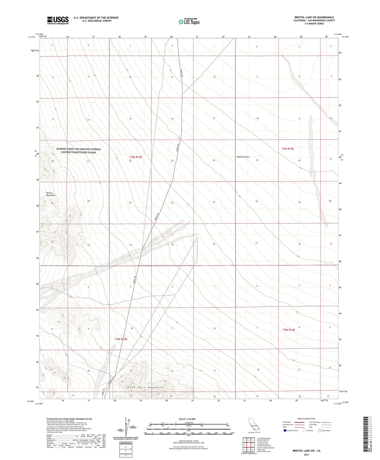 Bristol Lake SW California US Topo Map Image