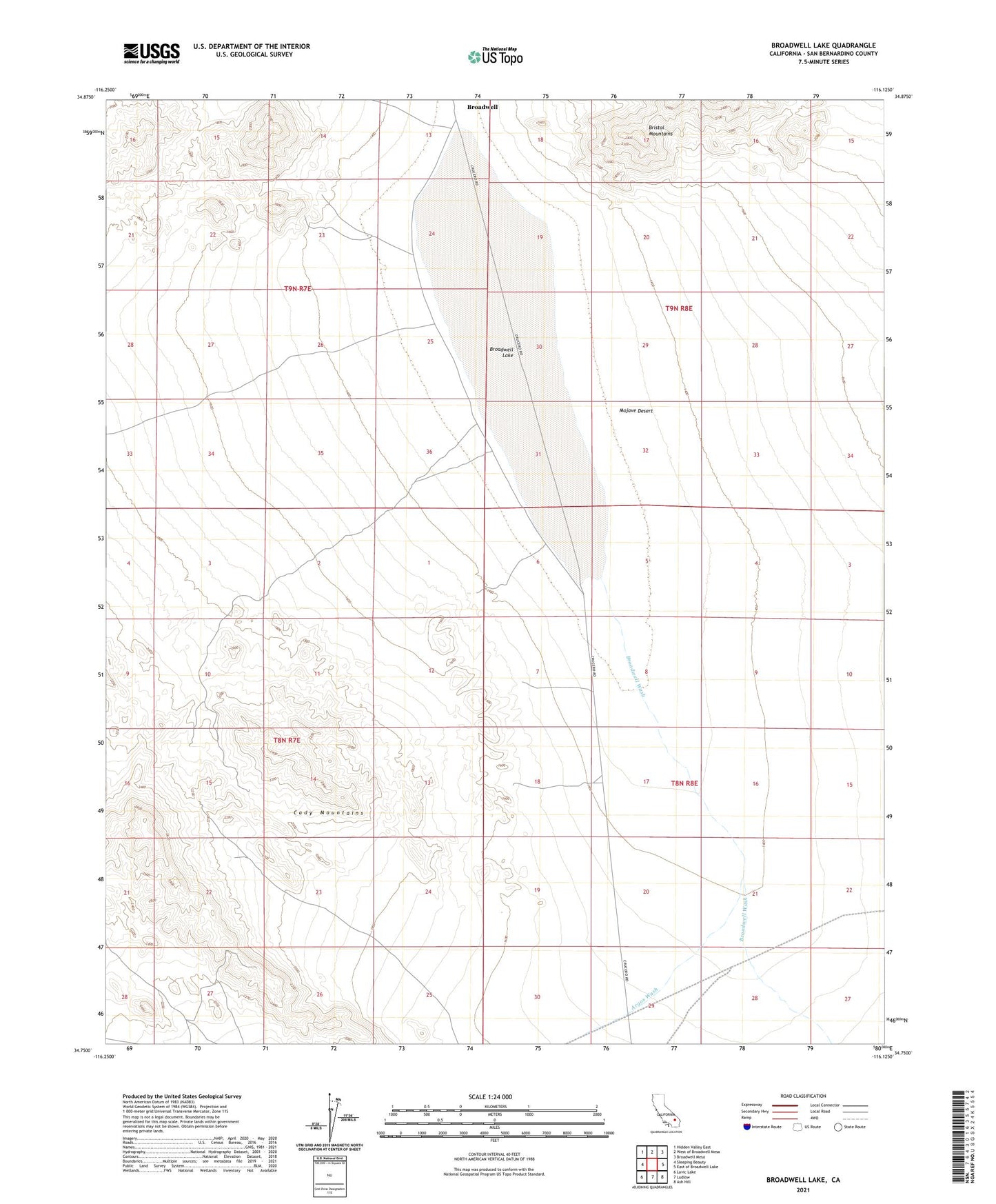 Broadwell Lake California US Topo Map Image