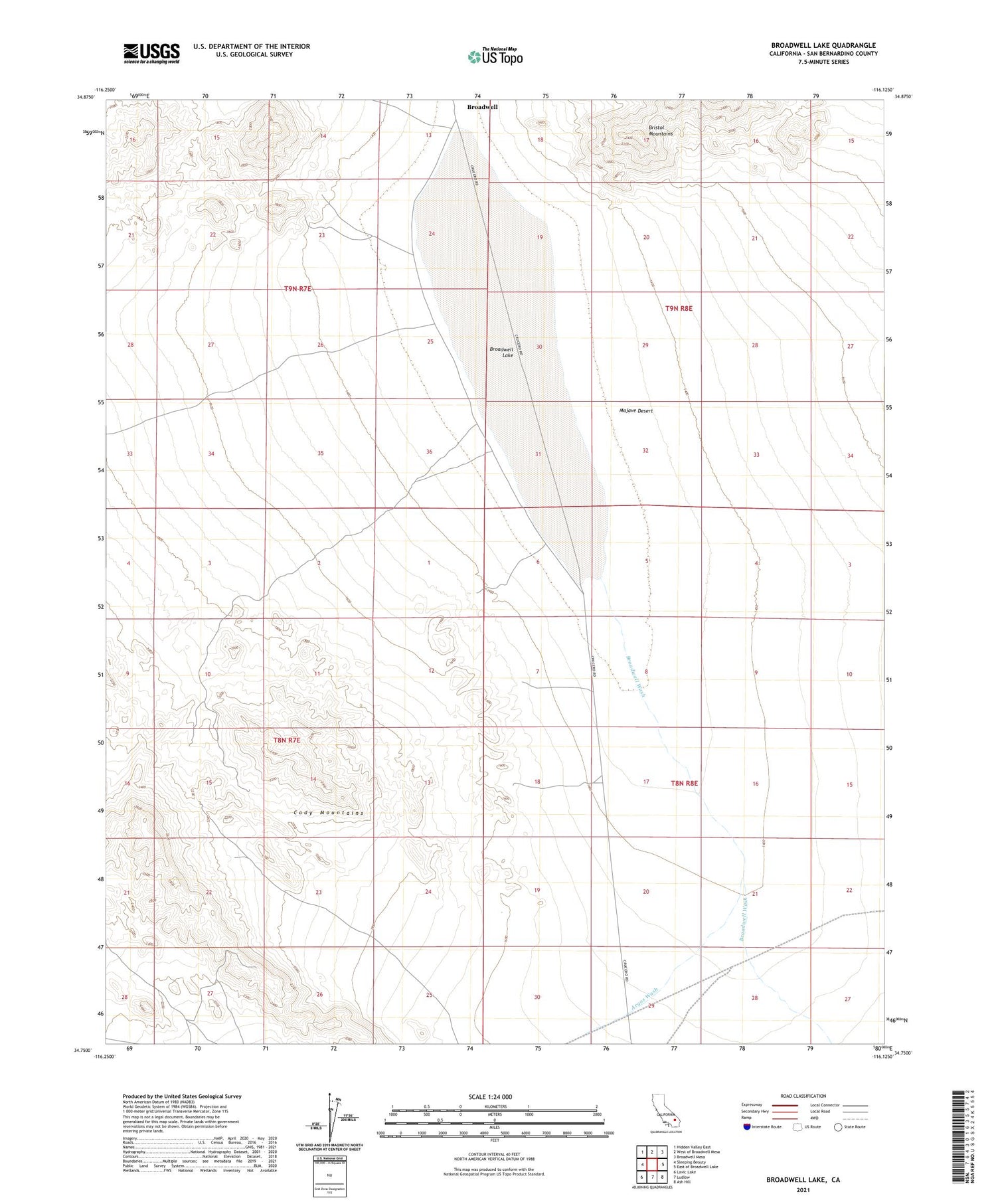 Broadwell Lake California US Topo Map Image