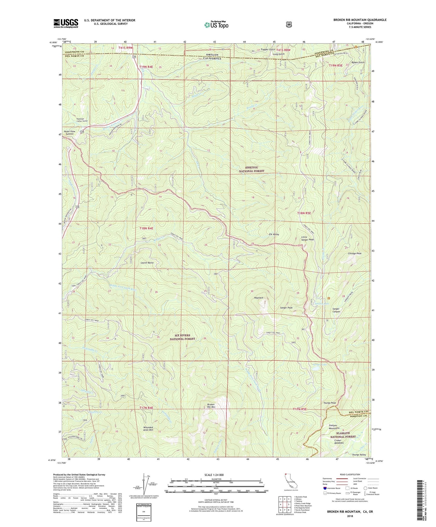 Broken Rib Mountain California US Topo Map Image