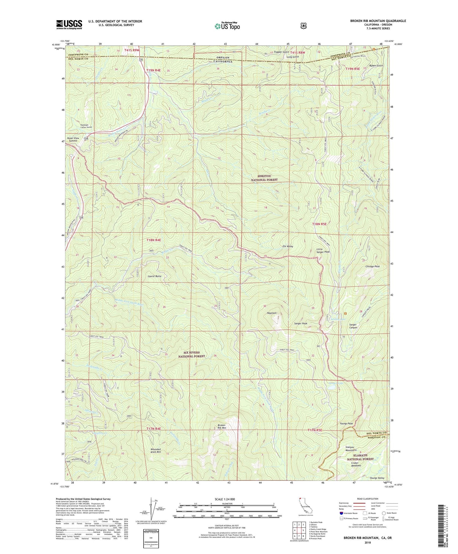 Broken Rib Mountain California US Topo Map Image