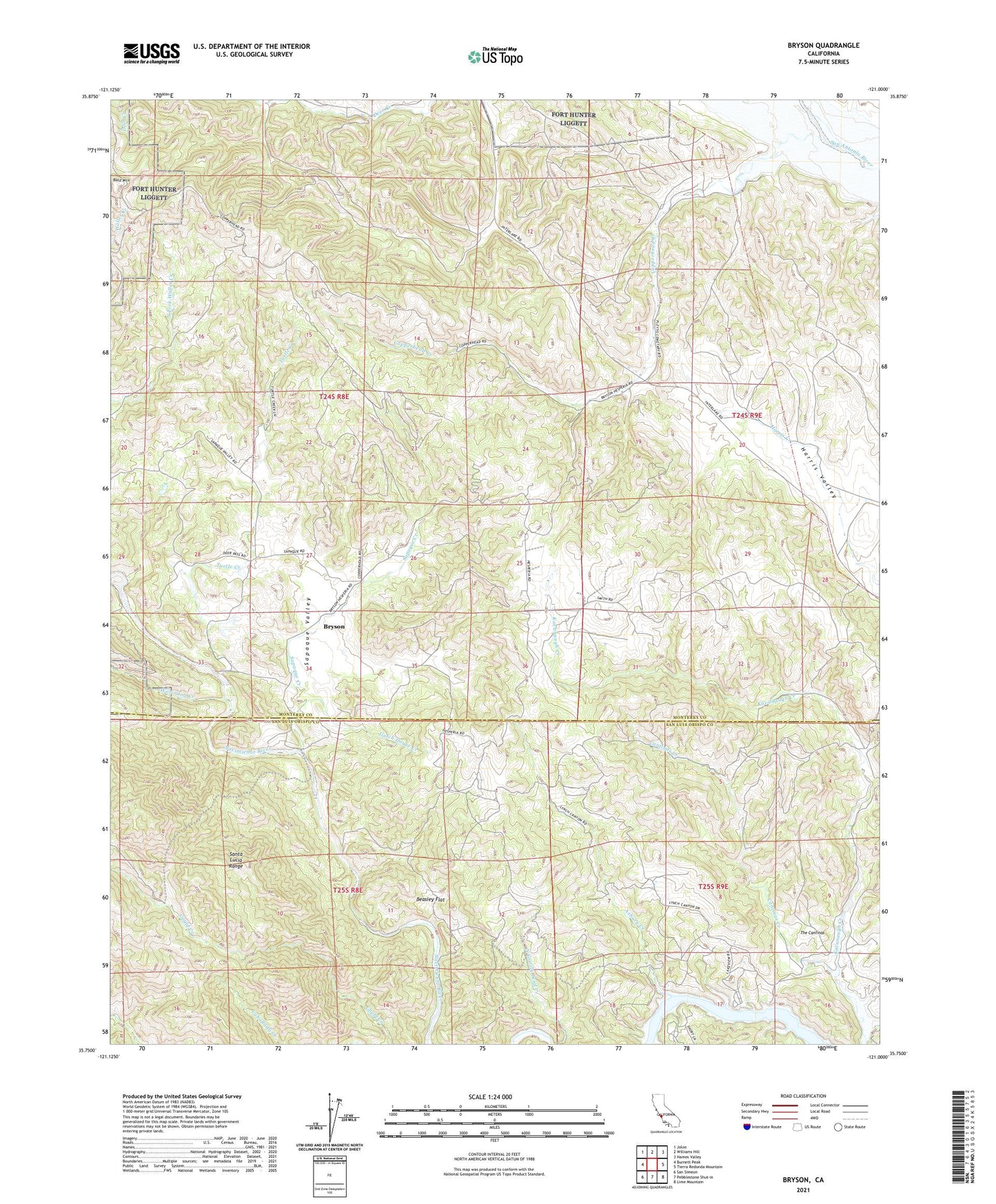 Bryson California US Topo Map Image