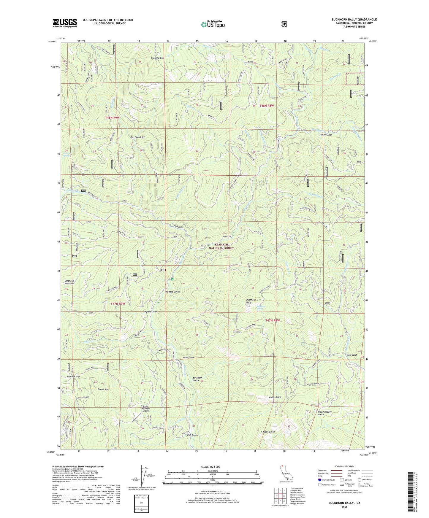 Buckhorn Bally California US Topo Map Image