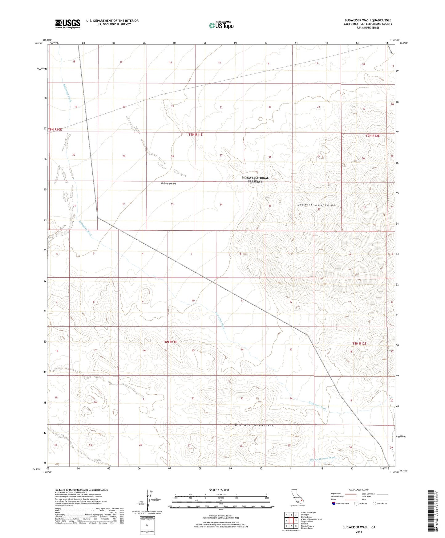 Budweiser Wash California US Topo Map Image