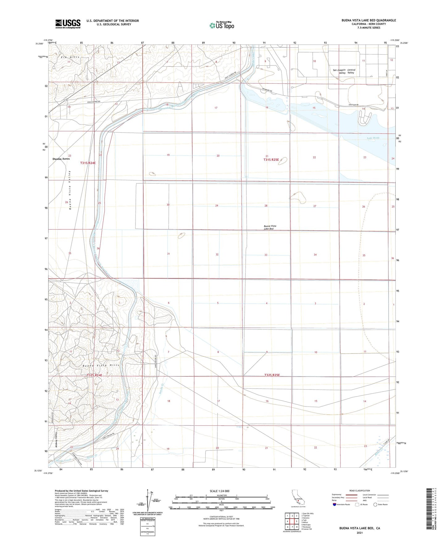Buena Vista Lake Bed California US Topo Map Image