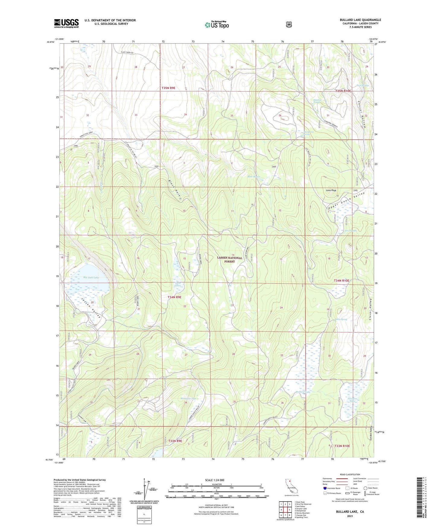 Bullard Lake California US Topo Map Image