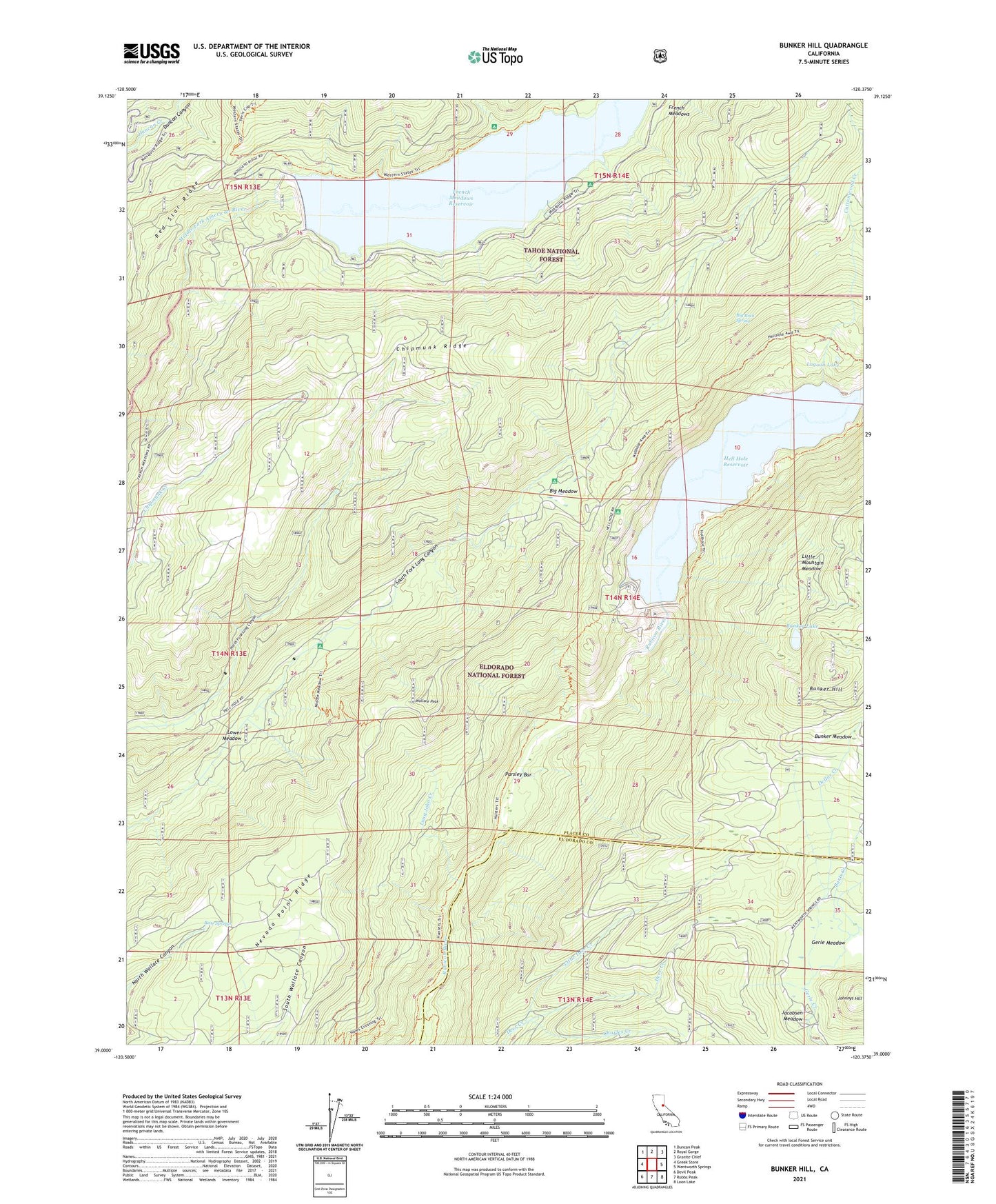 Bunker Hill California US Topo Map Image