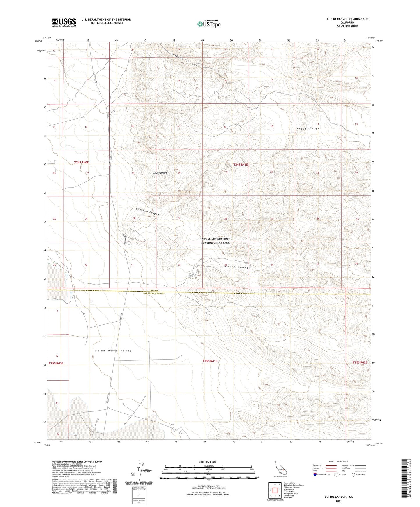 Burro Canyon California US Topo Map Image
