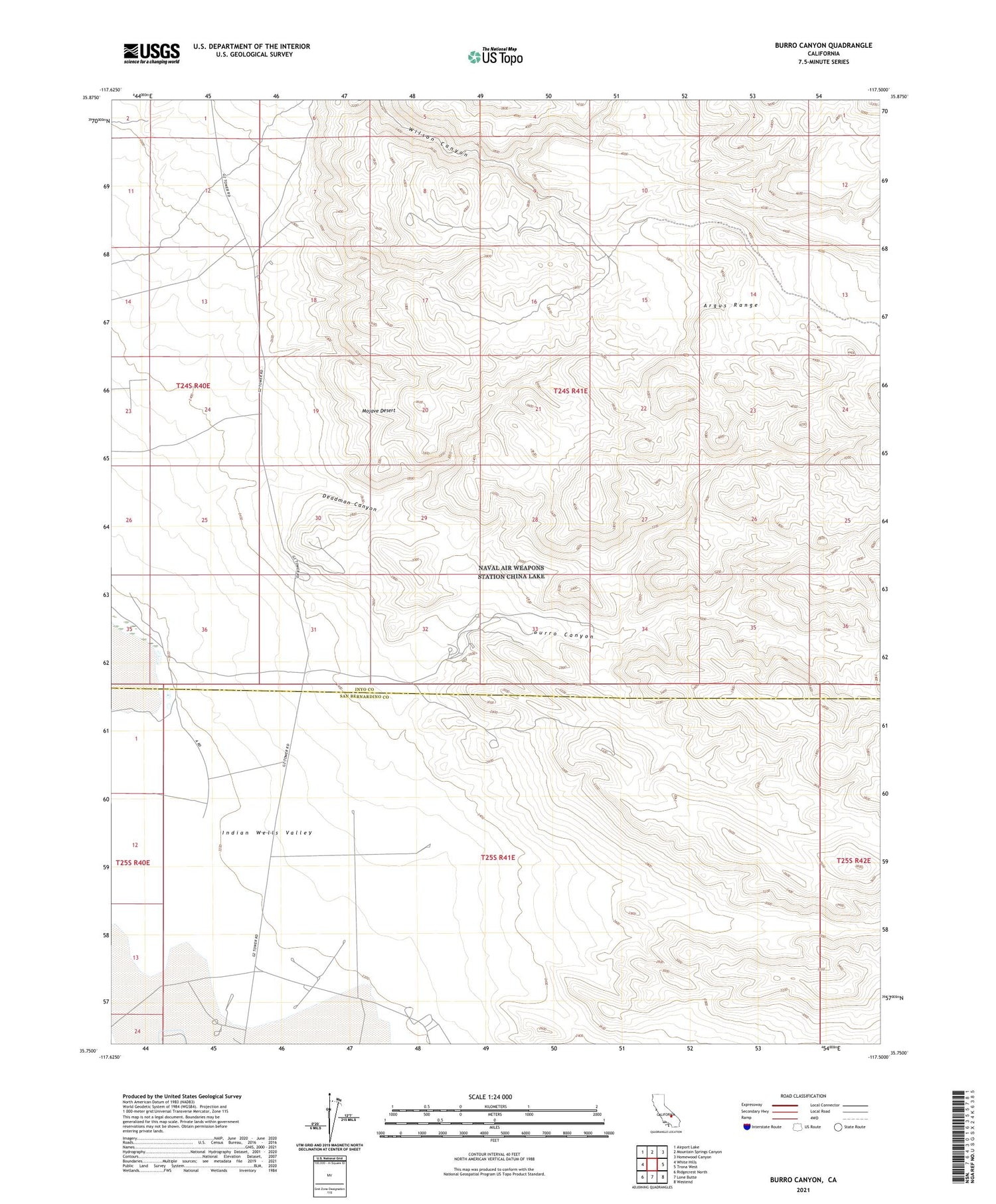 Burro Canyon California US Topo Map Image