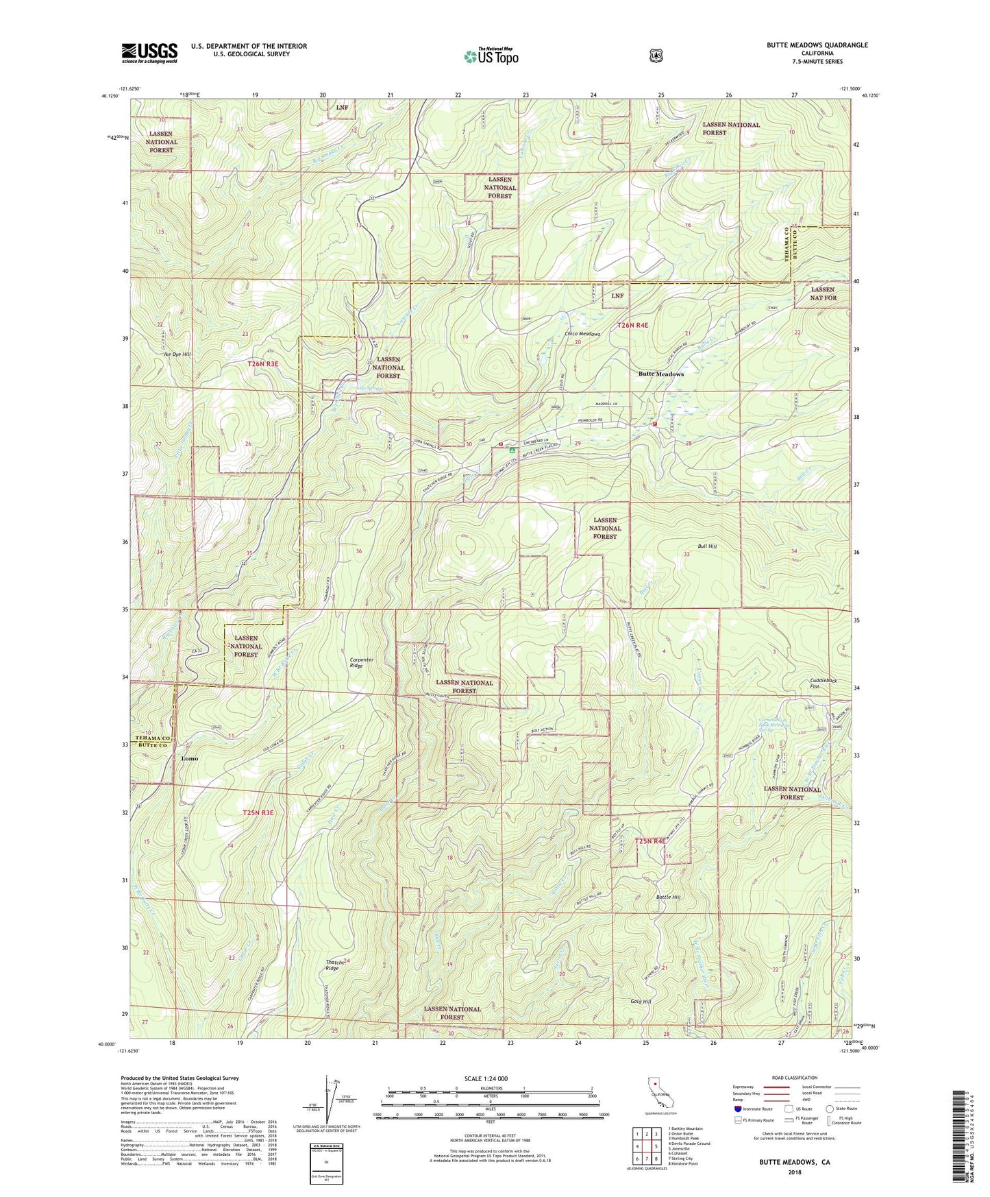 Butte Meadows California US Topo Map Image