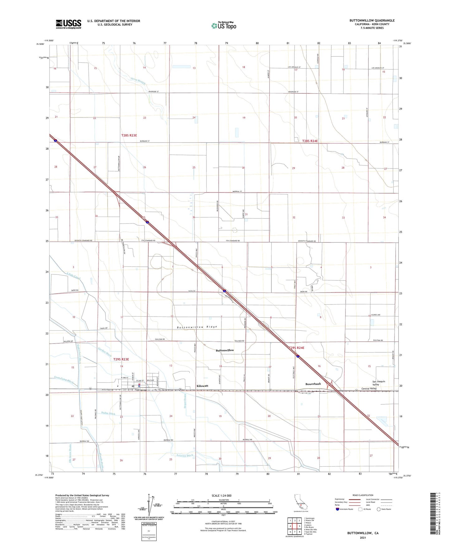 Buttonwillow California US Topo Map Image