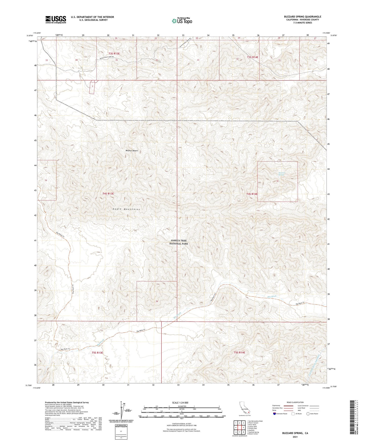 Buzzard Spring California US Topo Map Image