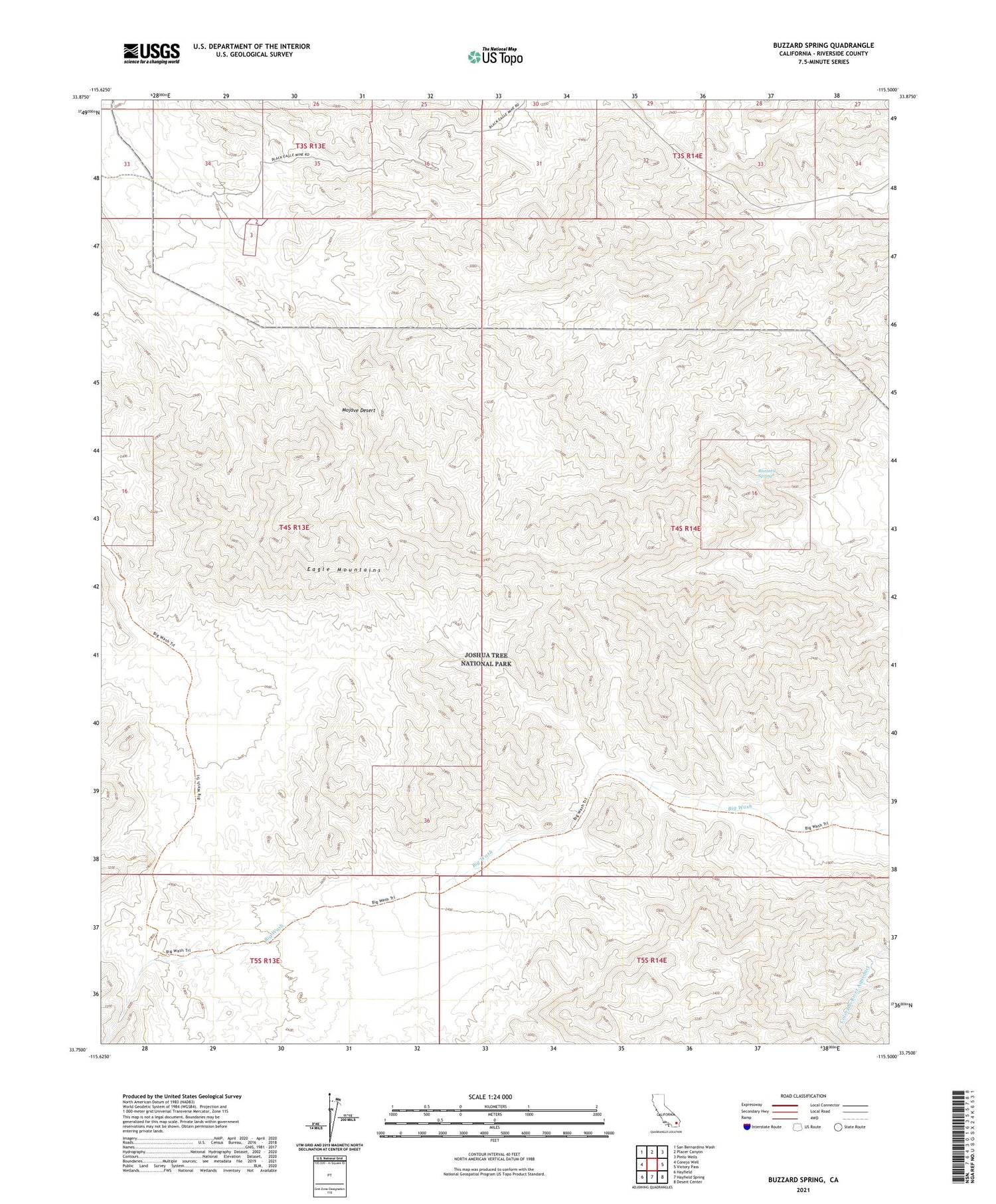 Buzzard Spring California US Topo Map Image