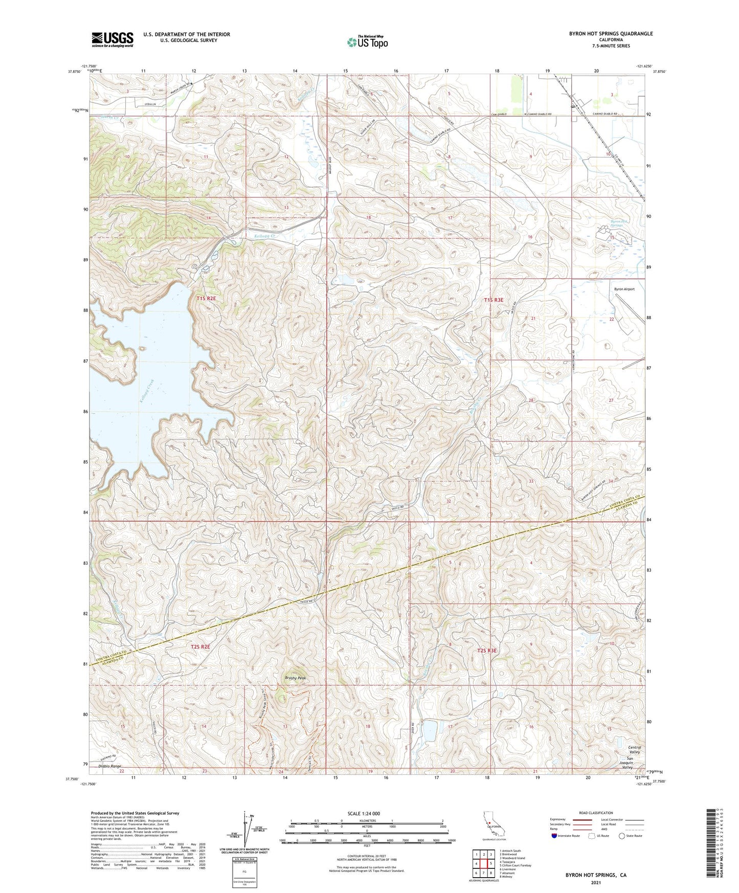 Byron Hot Springs California US Topo Map Image