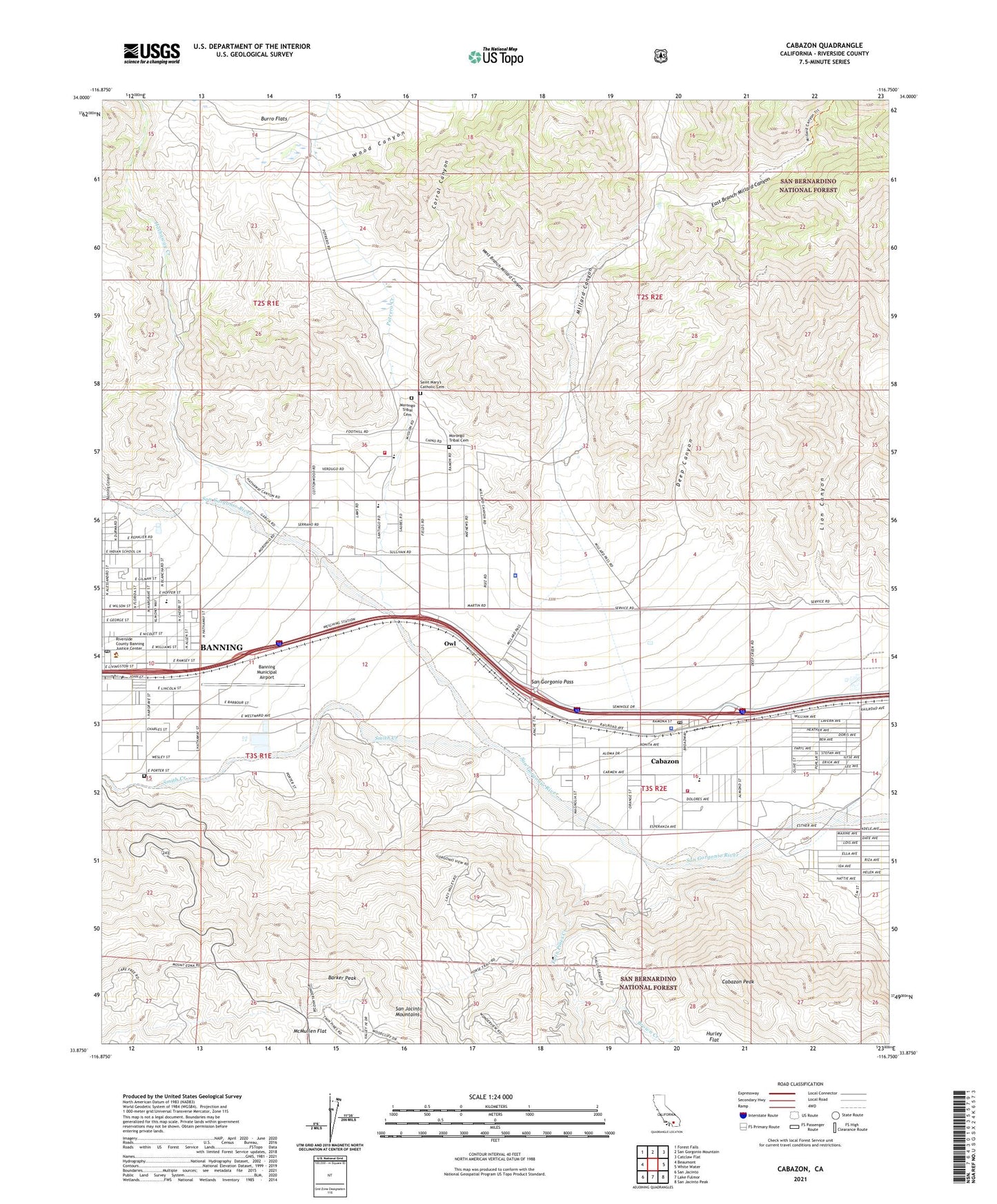 Cabazon California US Topo Map Image