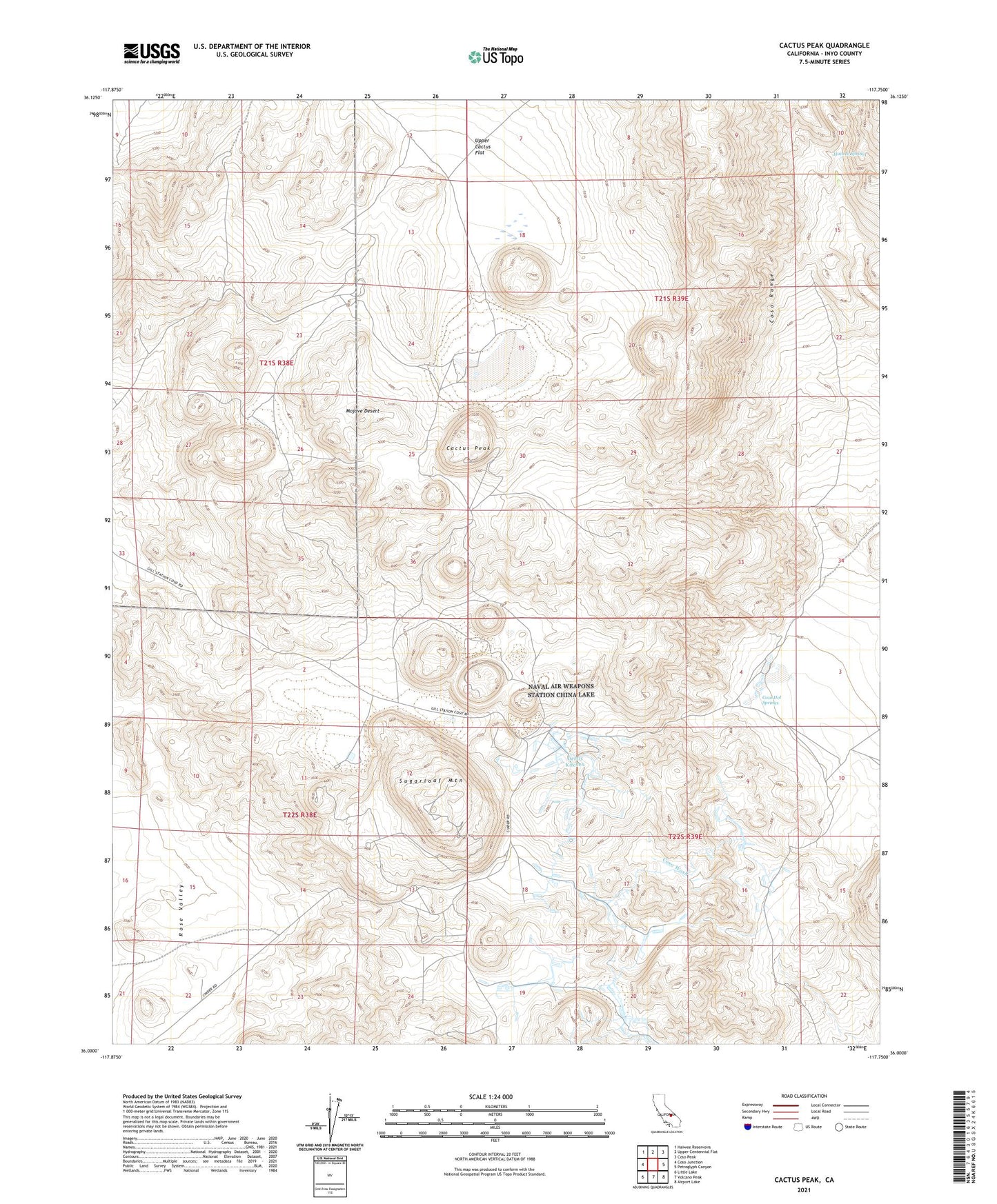 Cactus Peak California US Topo Map Image