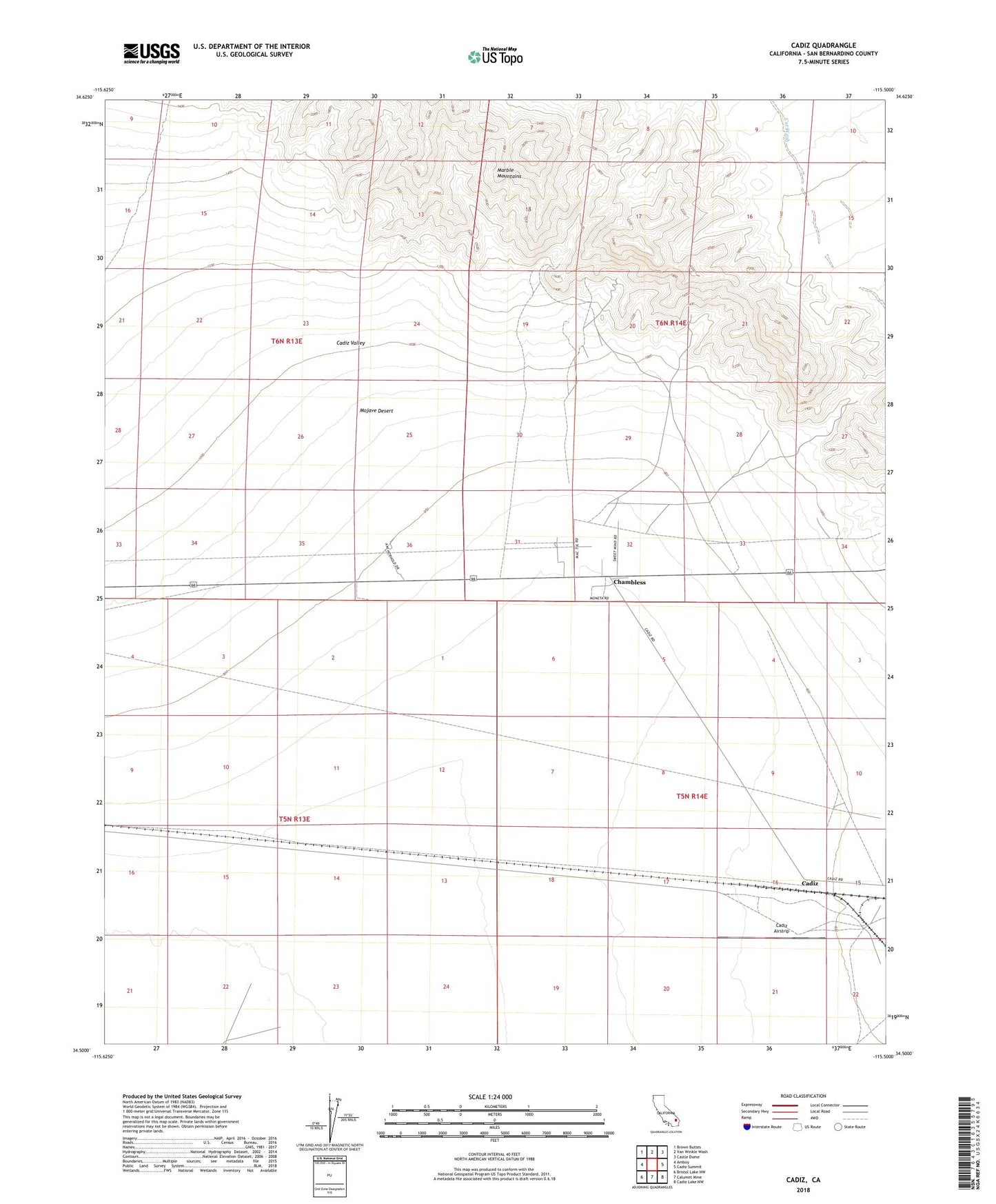Cadiz California US Topo Map Image
