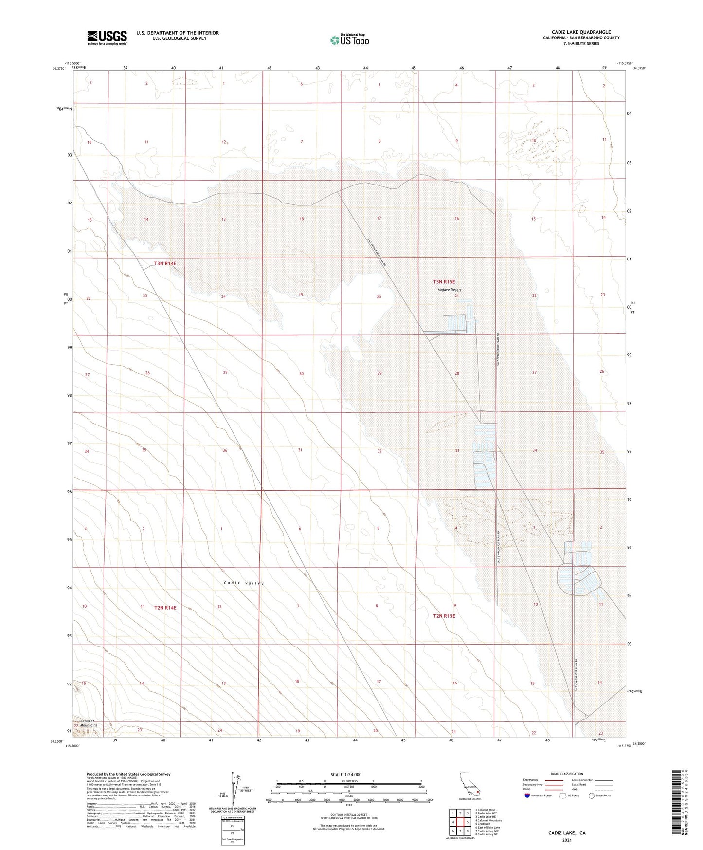 Cadiz Lake California US Topo Map Image