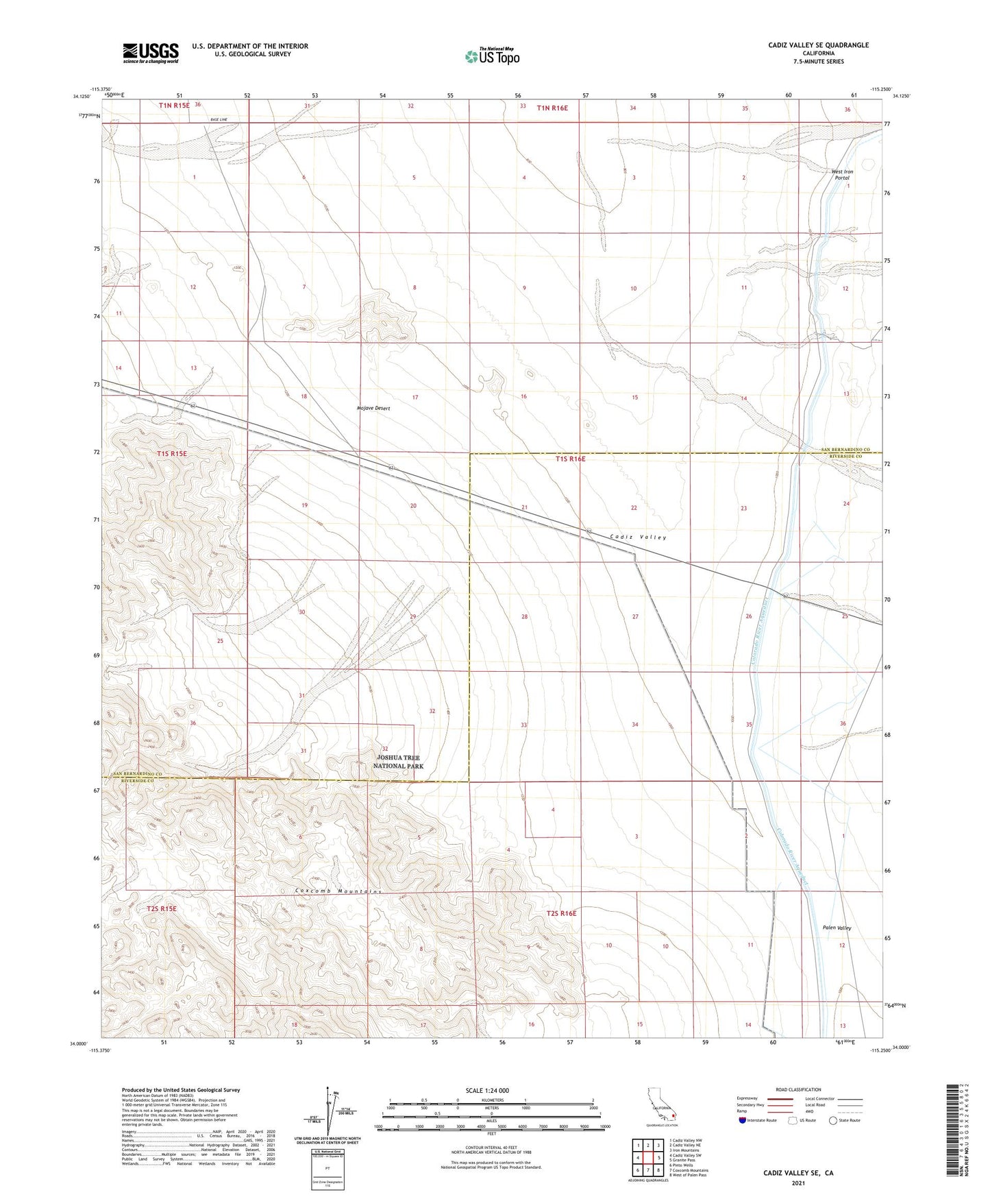 Cadiz Valley SE California US Topo Map Image