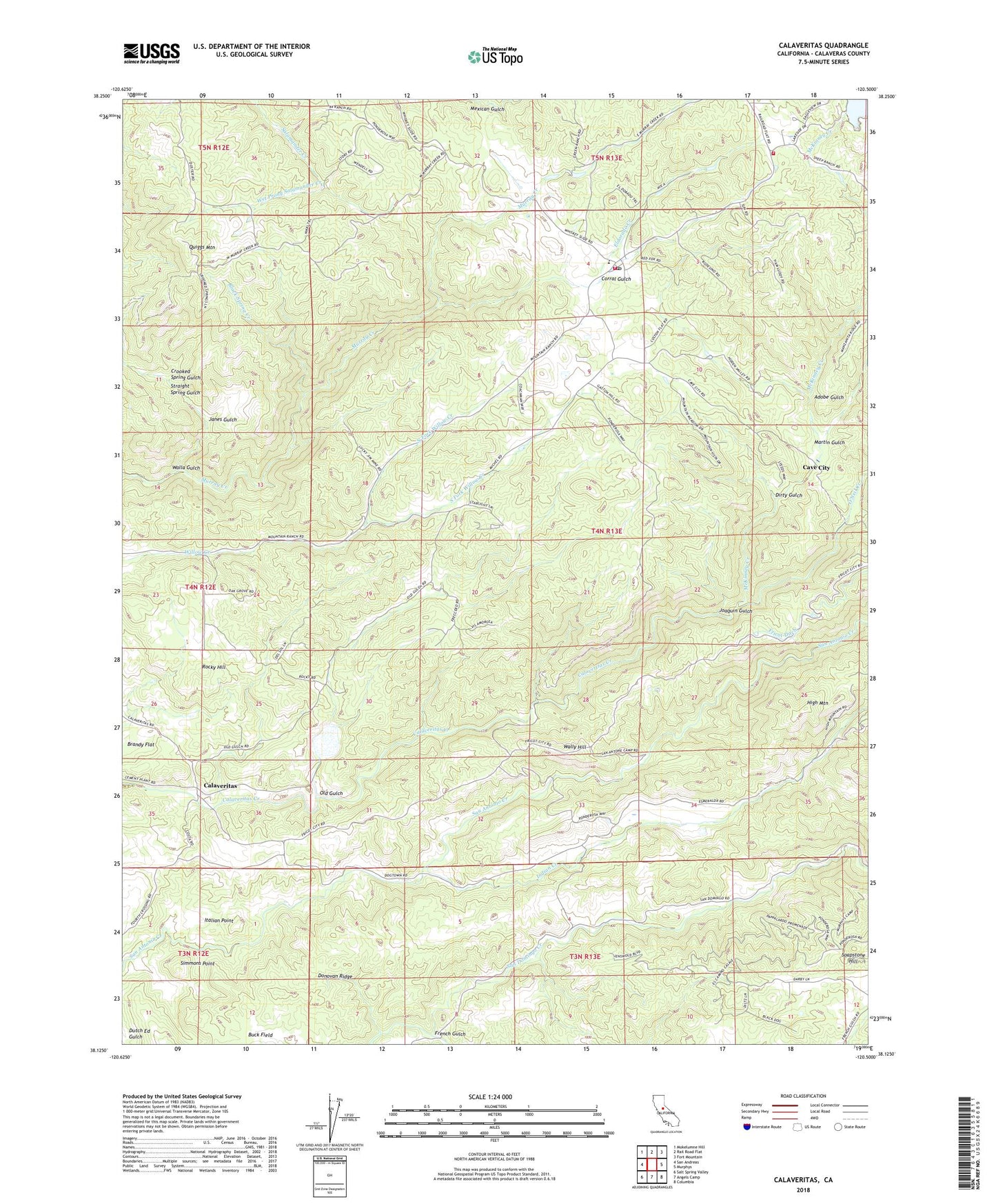 Calaveritas California US Topo Map Image