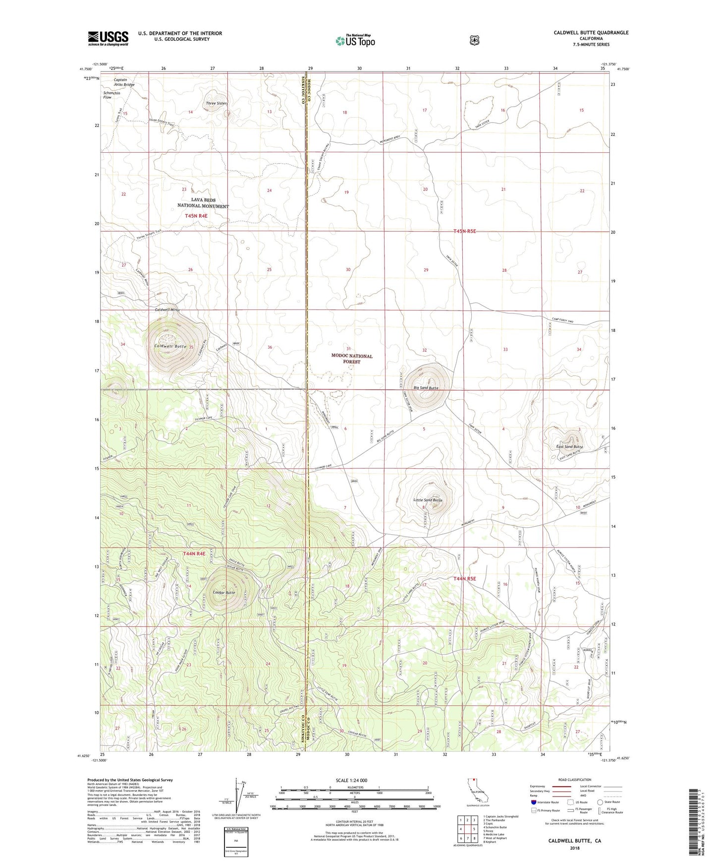 Caldwell Butte California US Topo Map Image