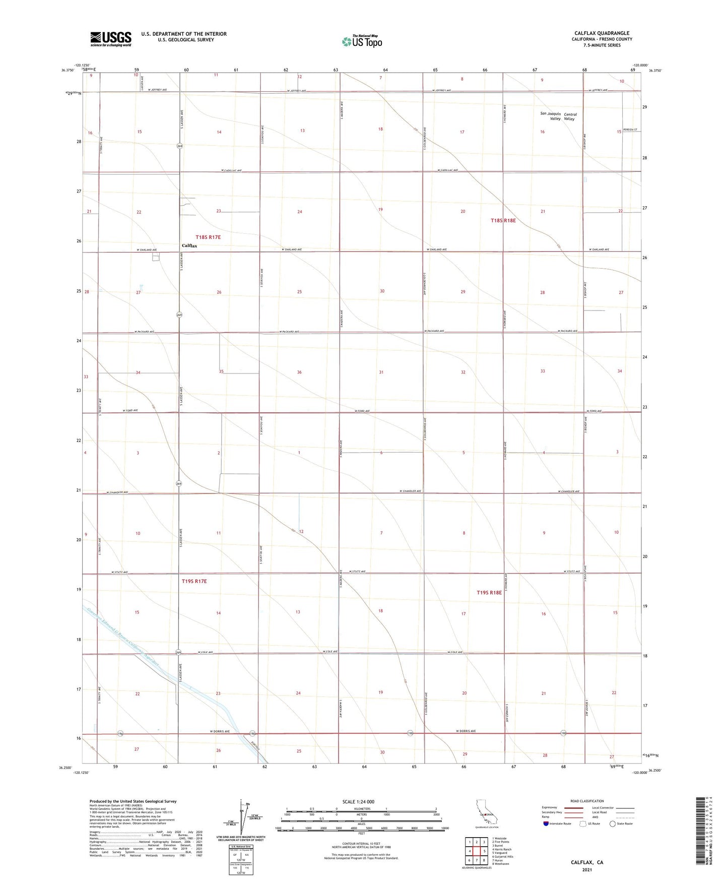 Calflax California US Topo Map Image
