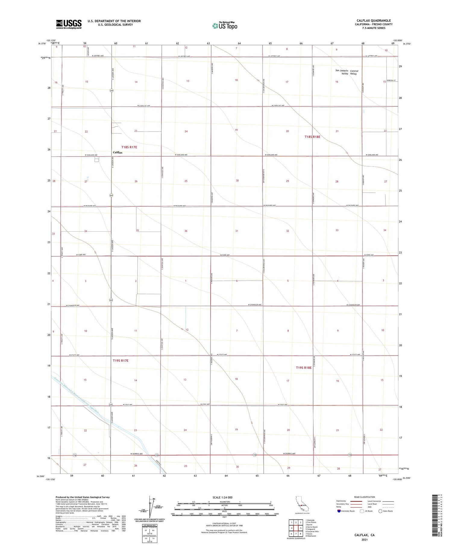 Calflax California US Topo Map Image