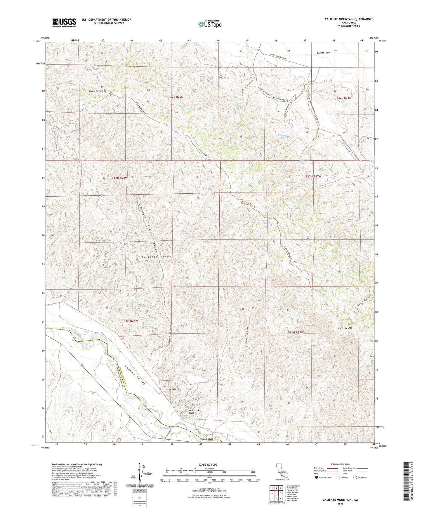 Caliente Mountain California US Topo Map Image