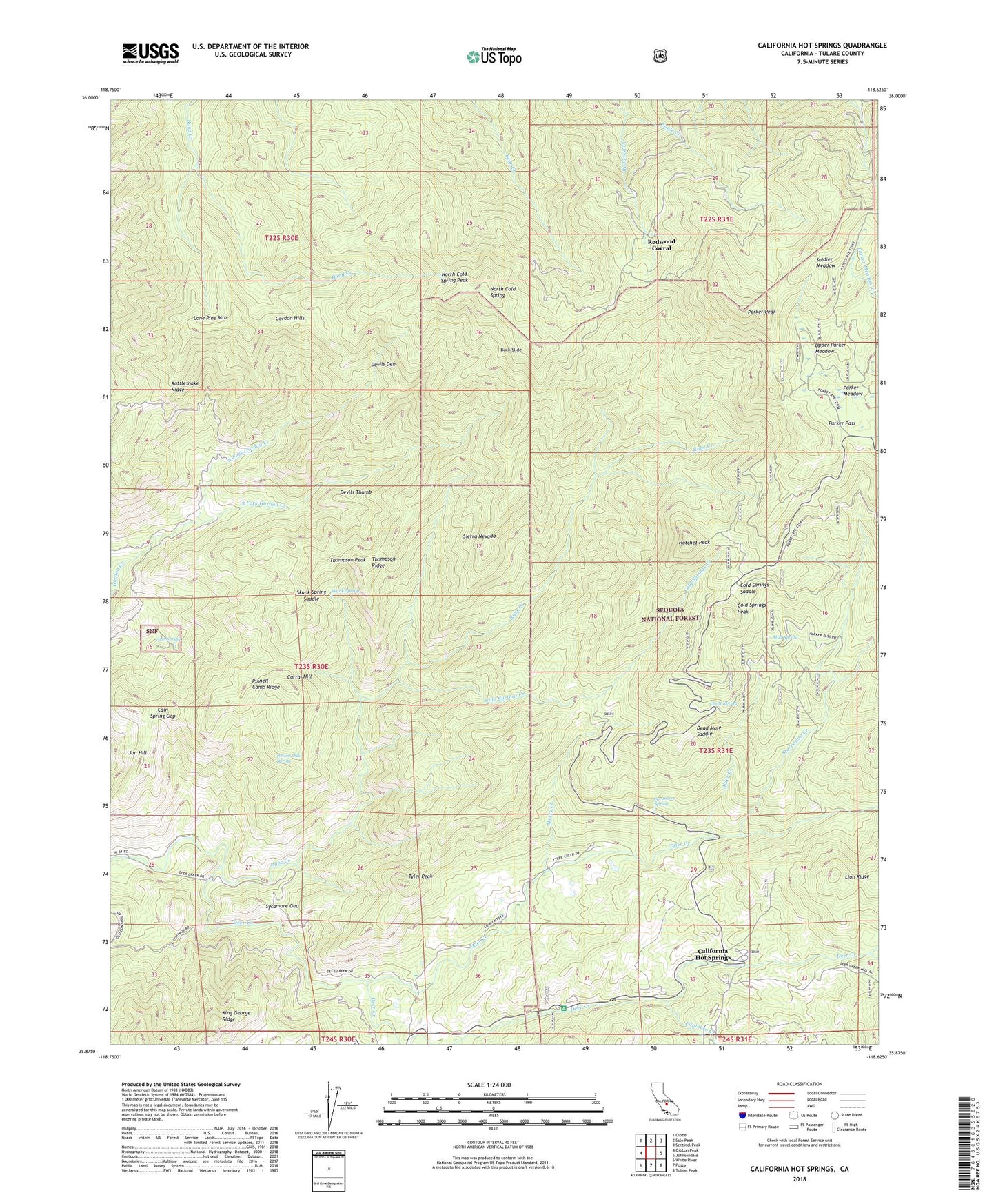 California Hot Springs California US Topo Map Image