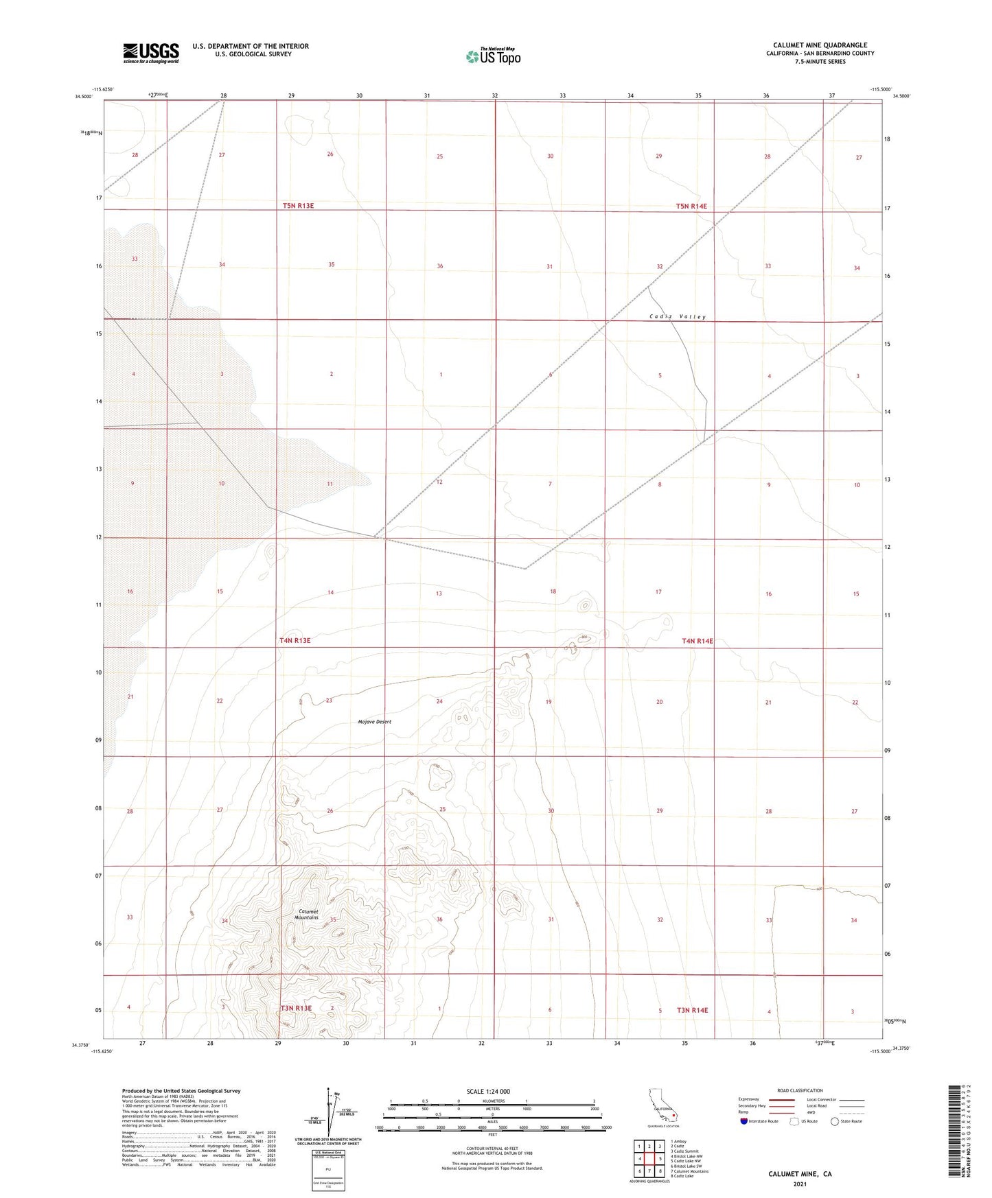 Calumet Mine California US Topo Map Image