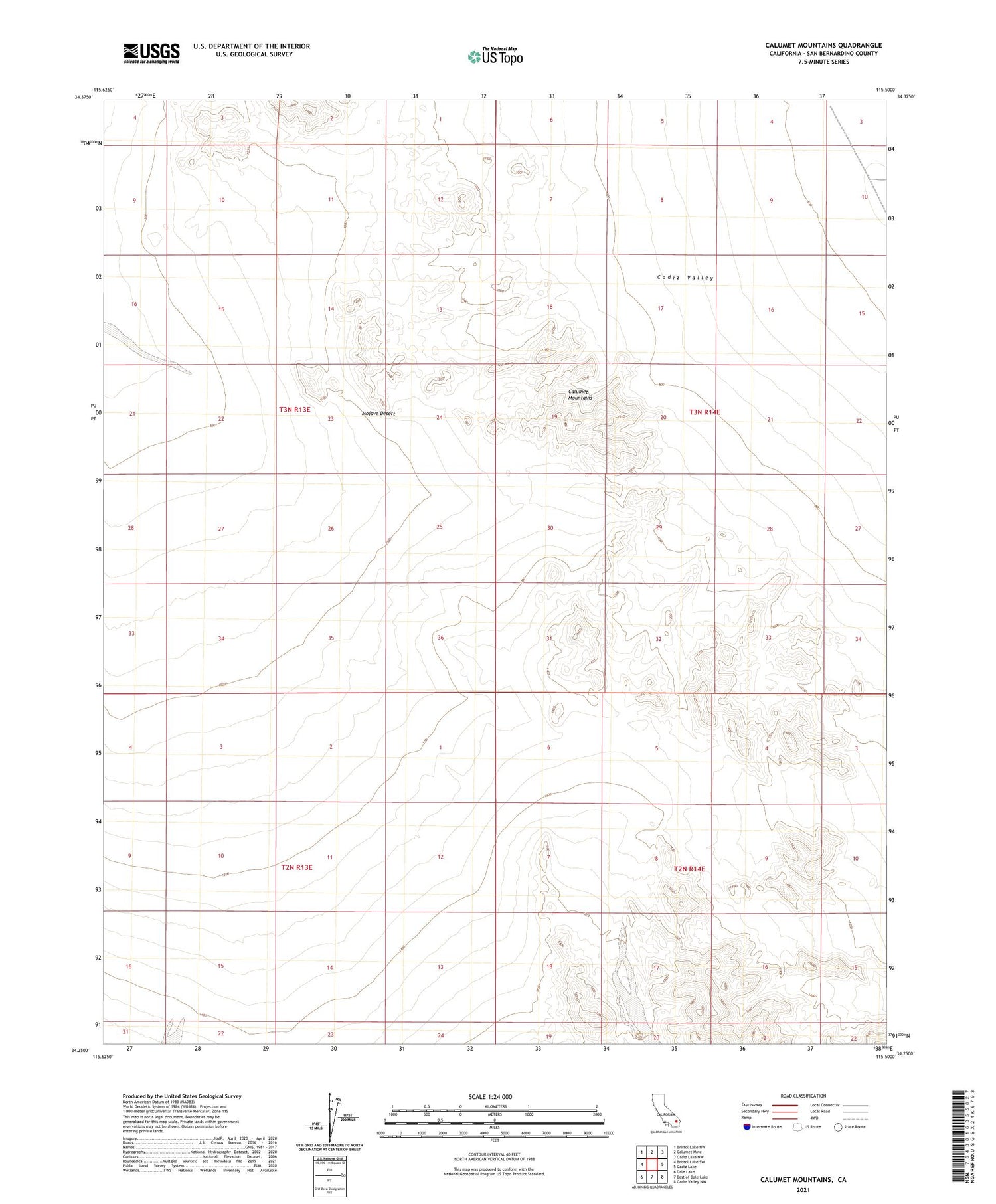 Calumet Mountains California US Topo Map Image