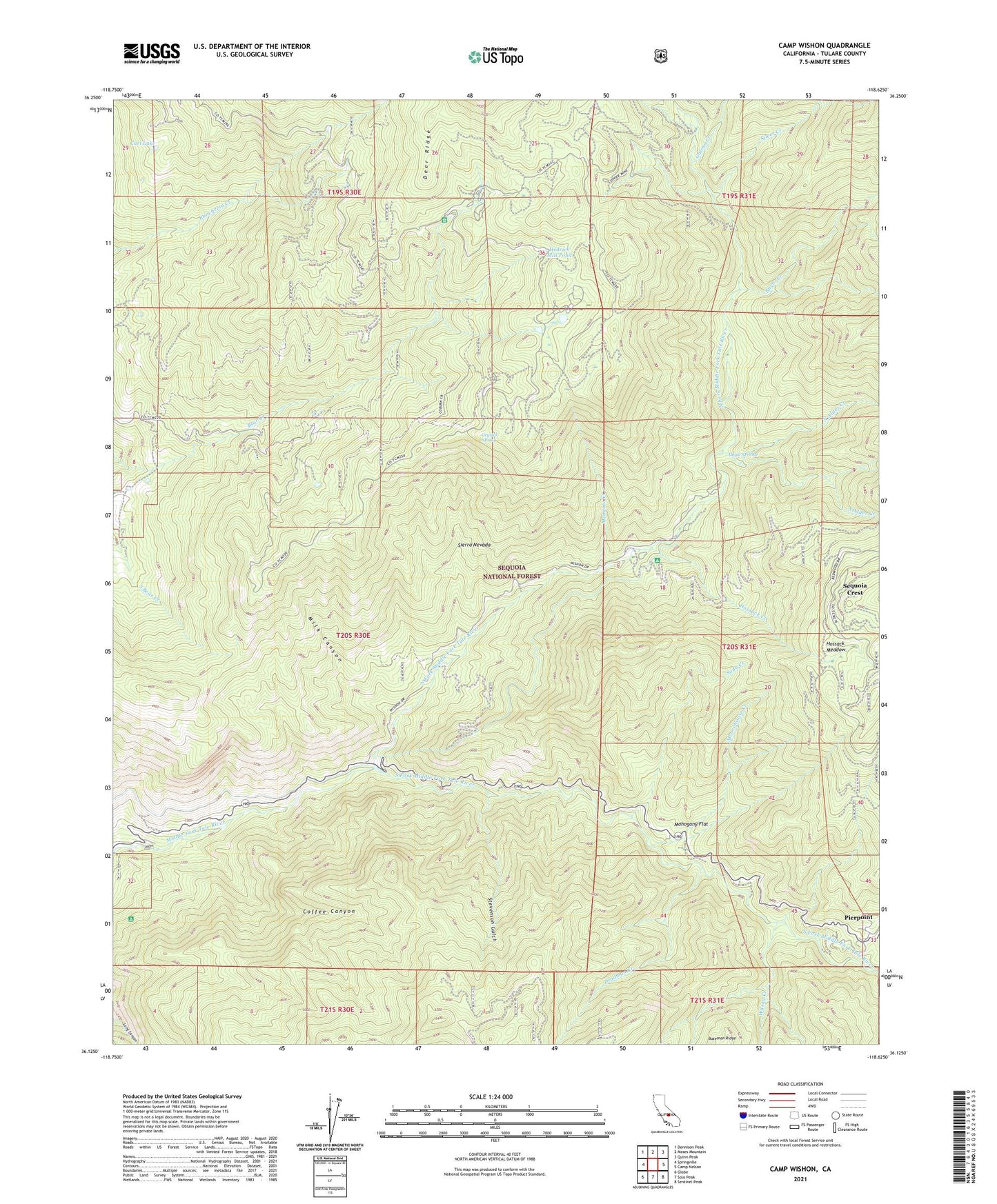 Camp Wishon California US Topo Map Image