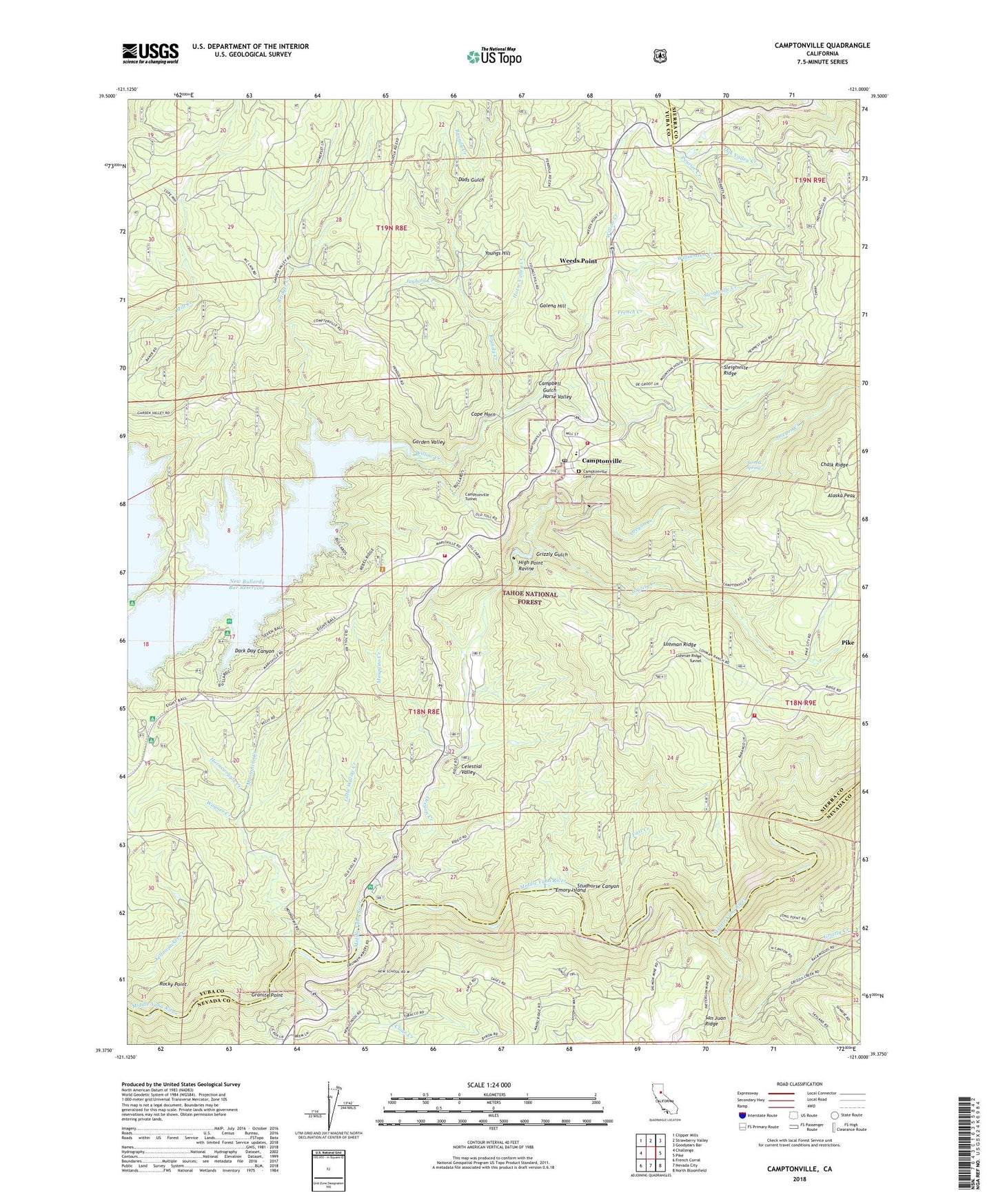 Camptonville California US Topo Map Image