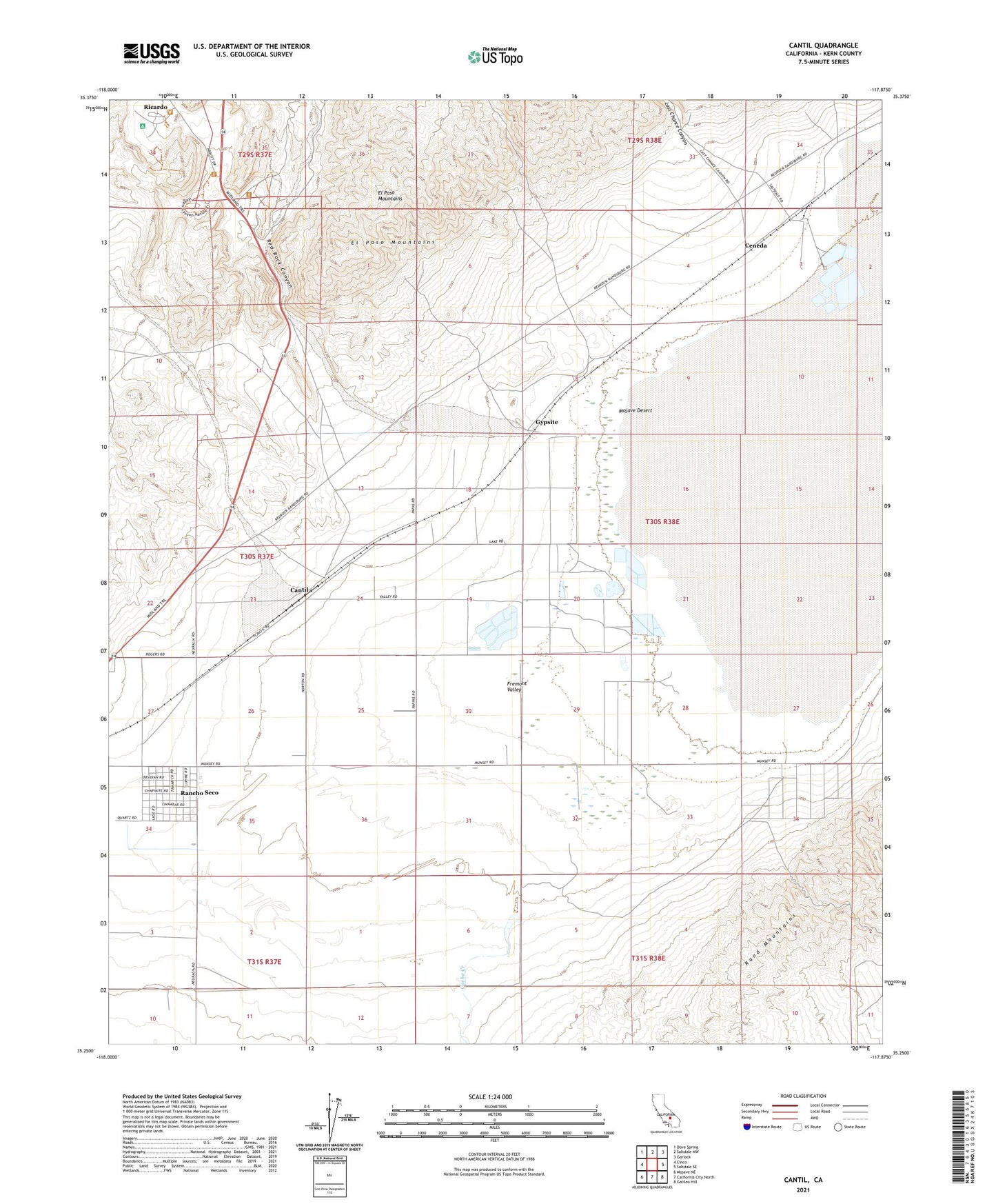 Cantil California US Topo Map Image