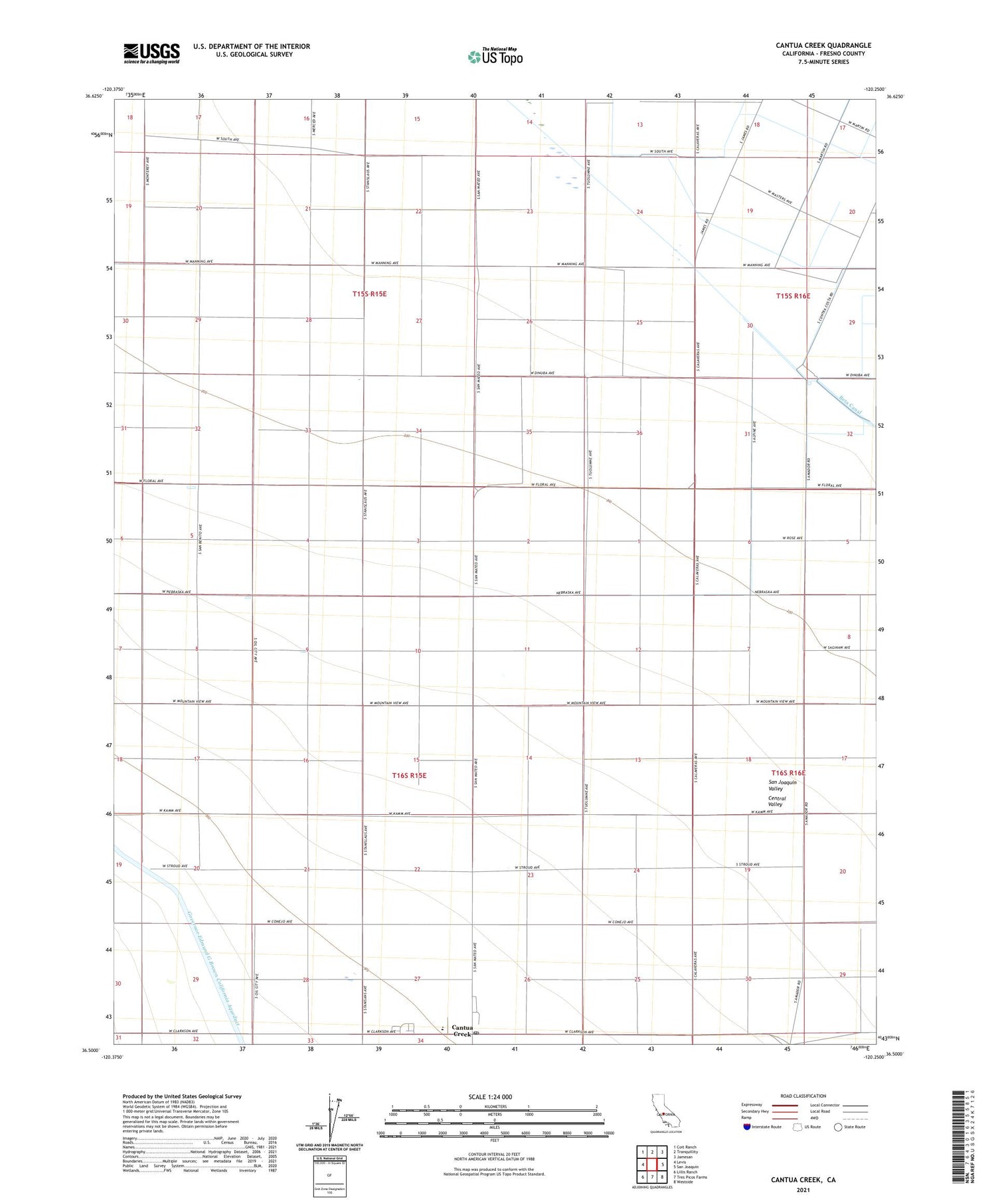 Cantua Creek California US Topo Map Image
