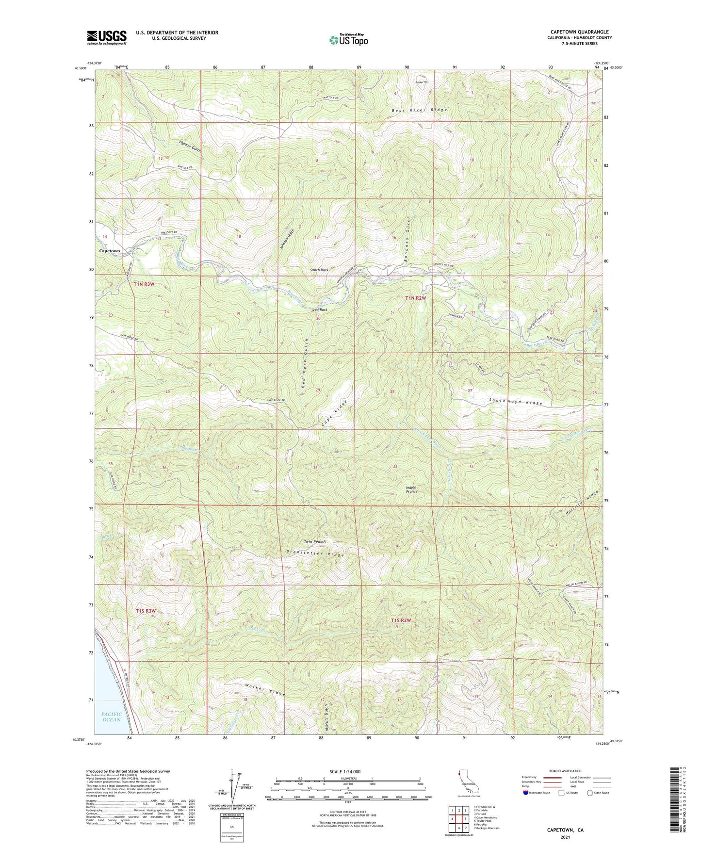 Capetown California US Topo Map Image