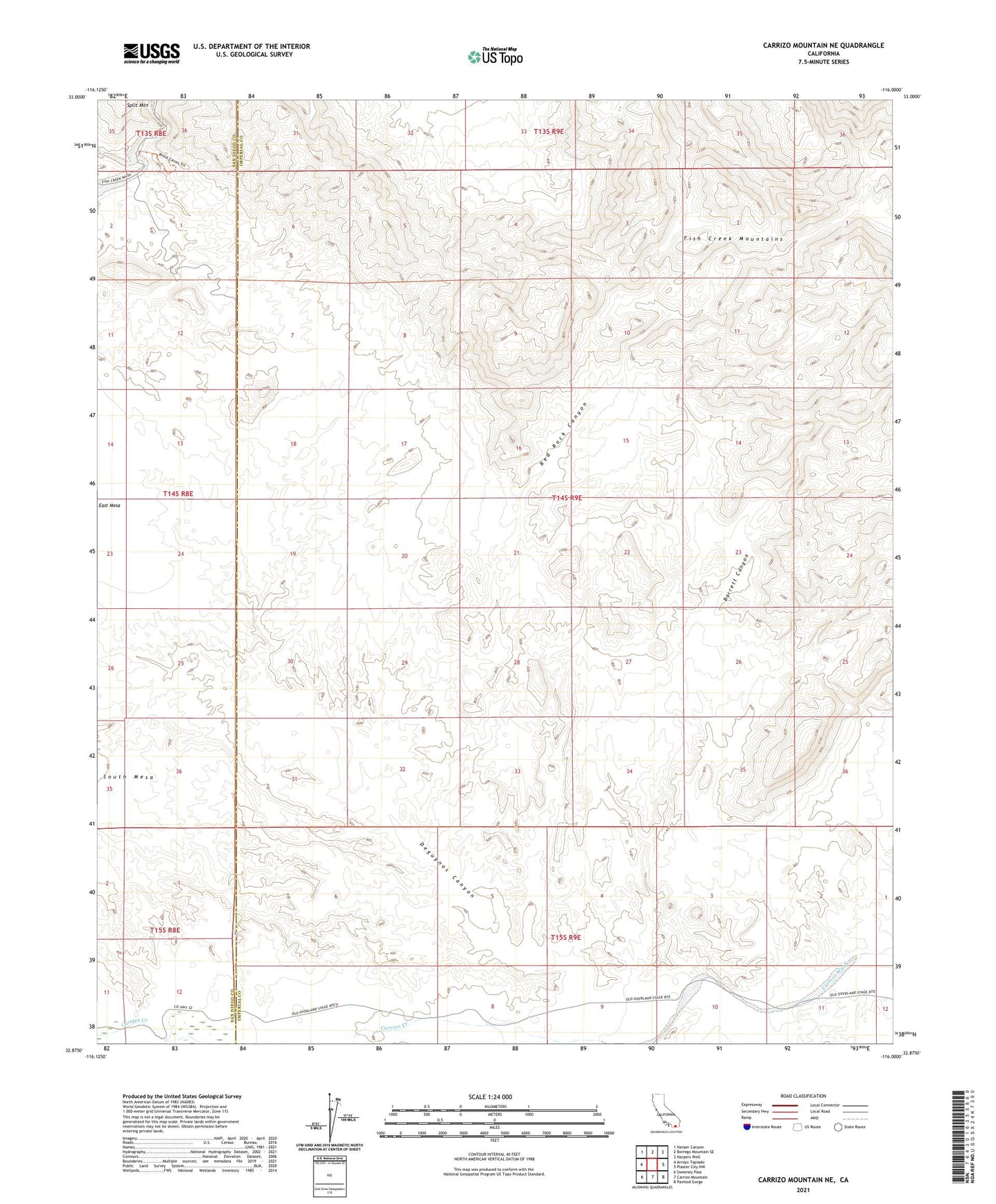 Carrizo Mountain NE California US Topo Map Image