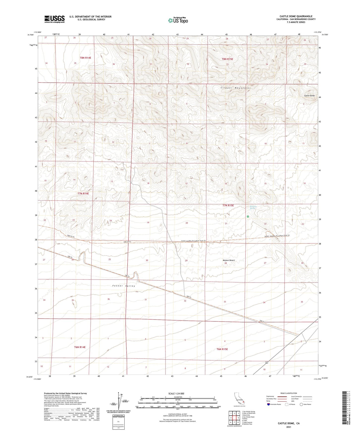 Castle Dome California US Topo Map Image