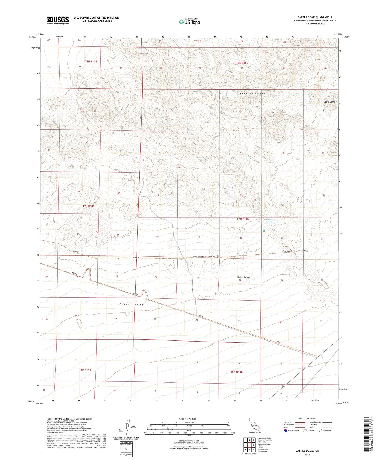Castle Dome California US Topo Map Image