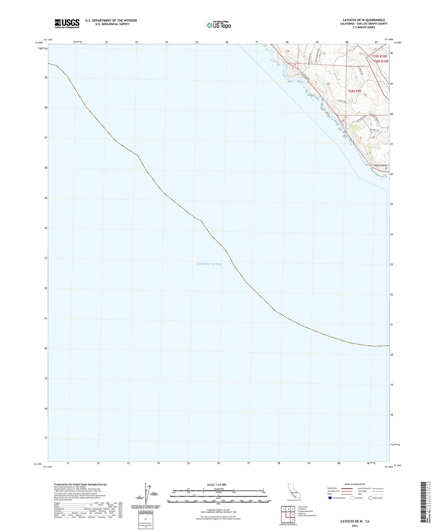 Cayucos OE W California US Topo Map Image