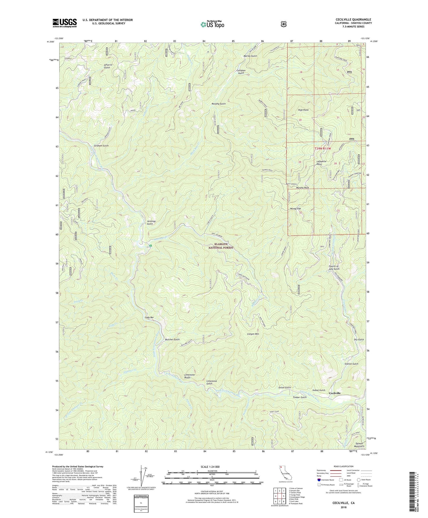 Cecilville California US Topo Map Image