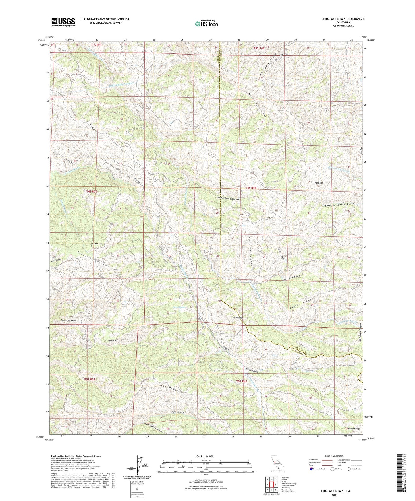 Cedar Mountain California US Topo Map Image