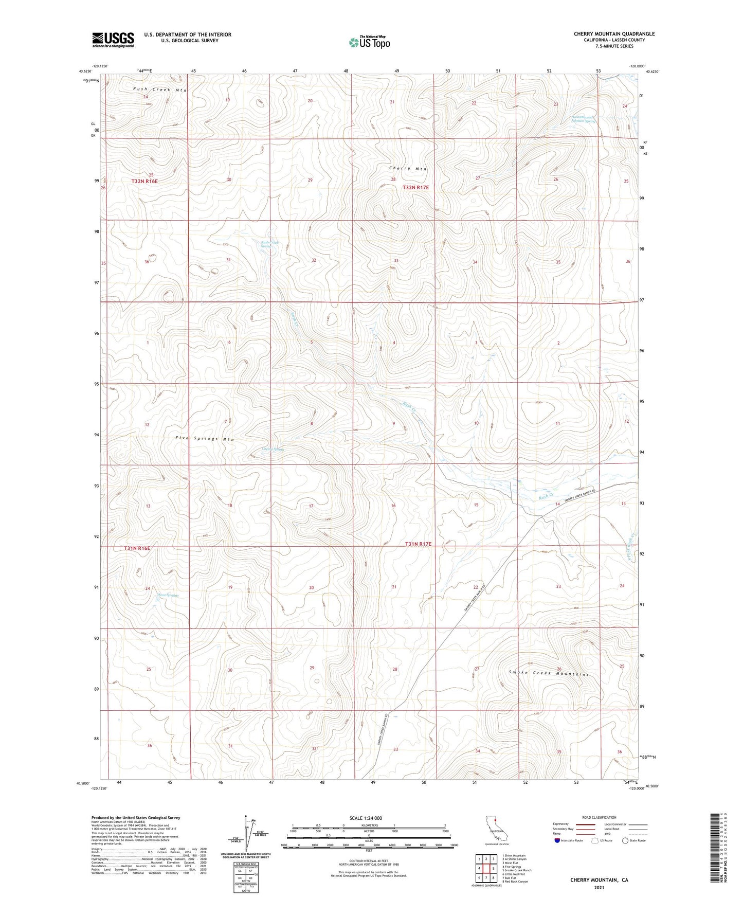 Cherry Mountain California US Topo Map Image