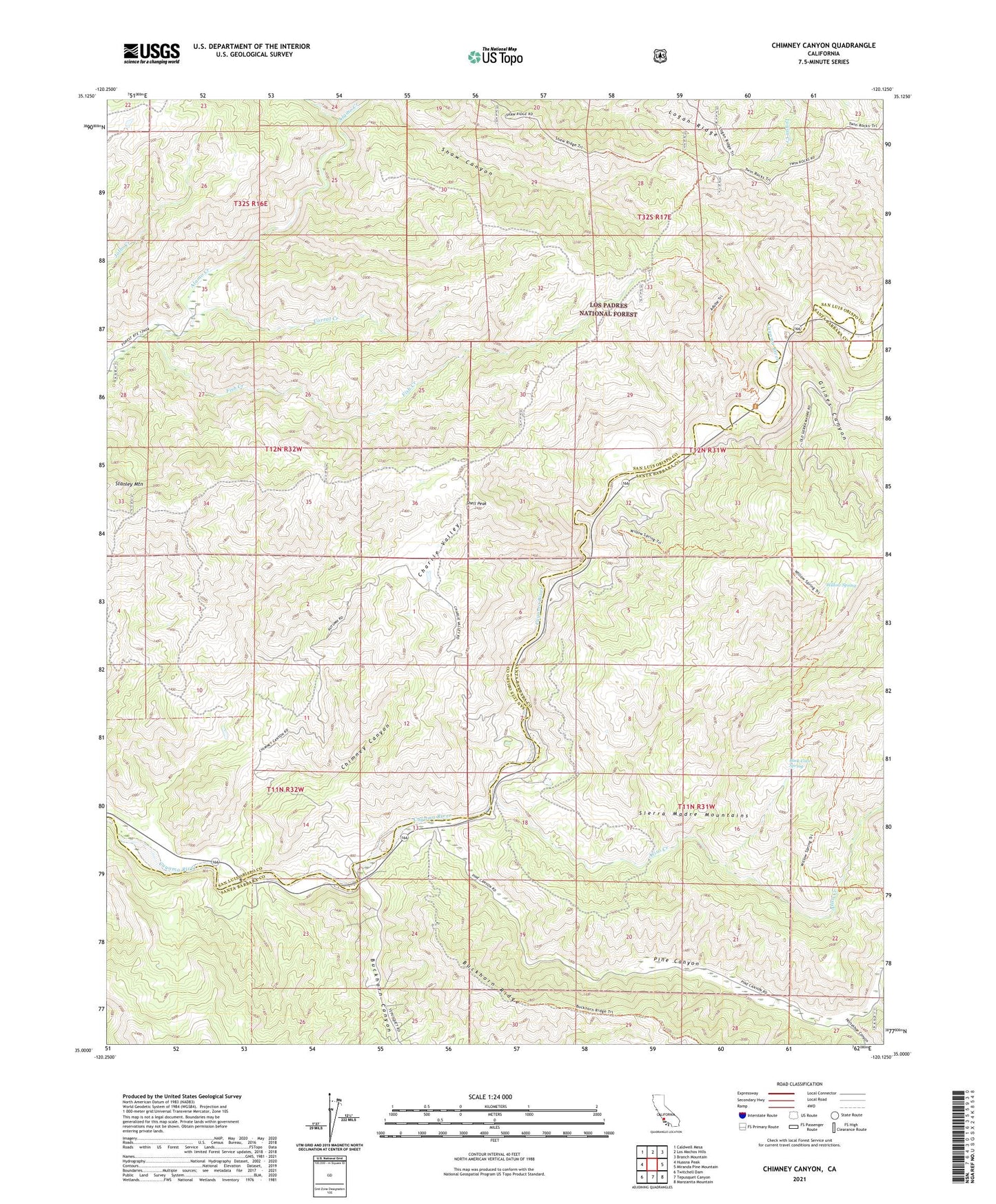 Chimney Canyon California US Topo Map Image