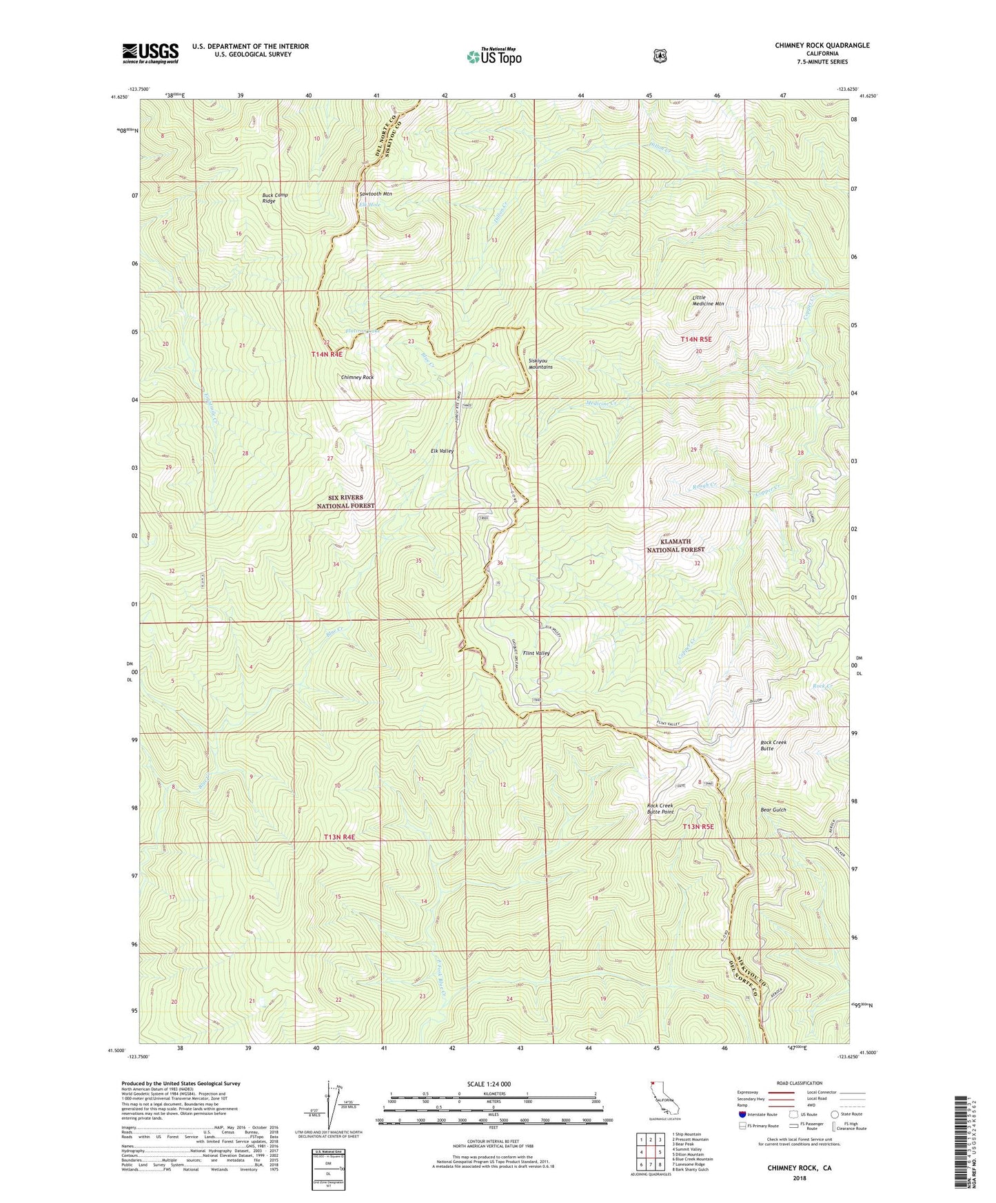 Chimney Rock California US Topo Map Image