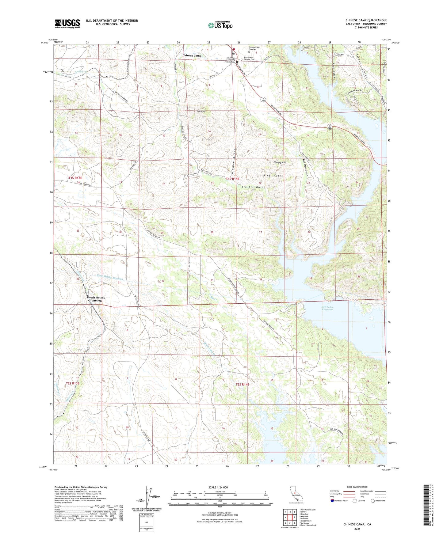 Chinese Camp California US Topo Map Image