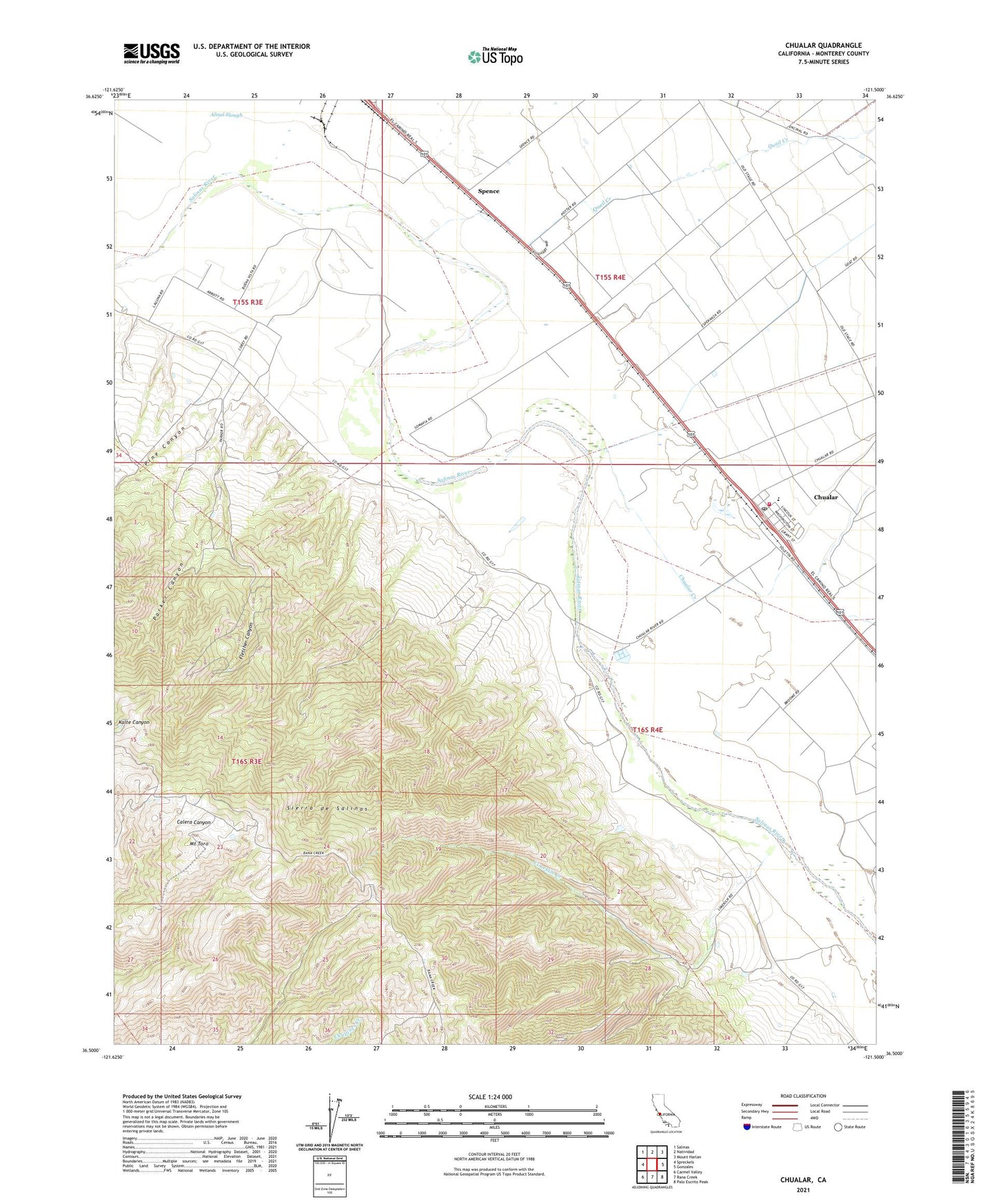 Chualar California US Topo Map Image