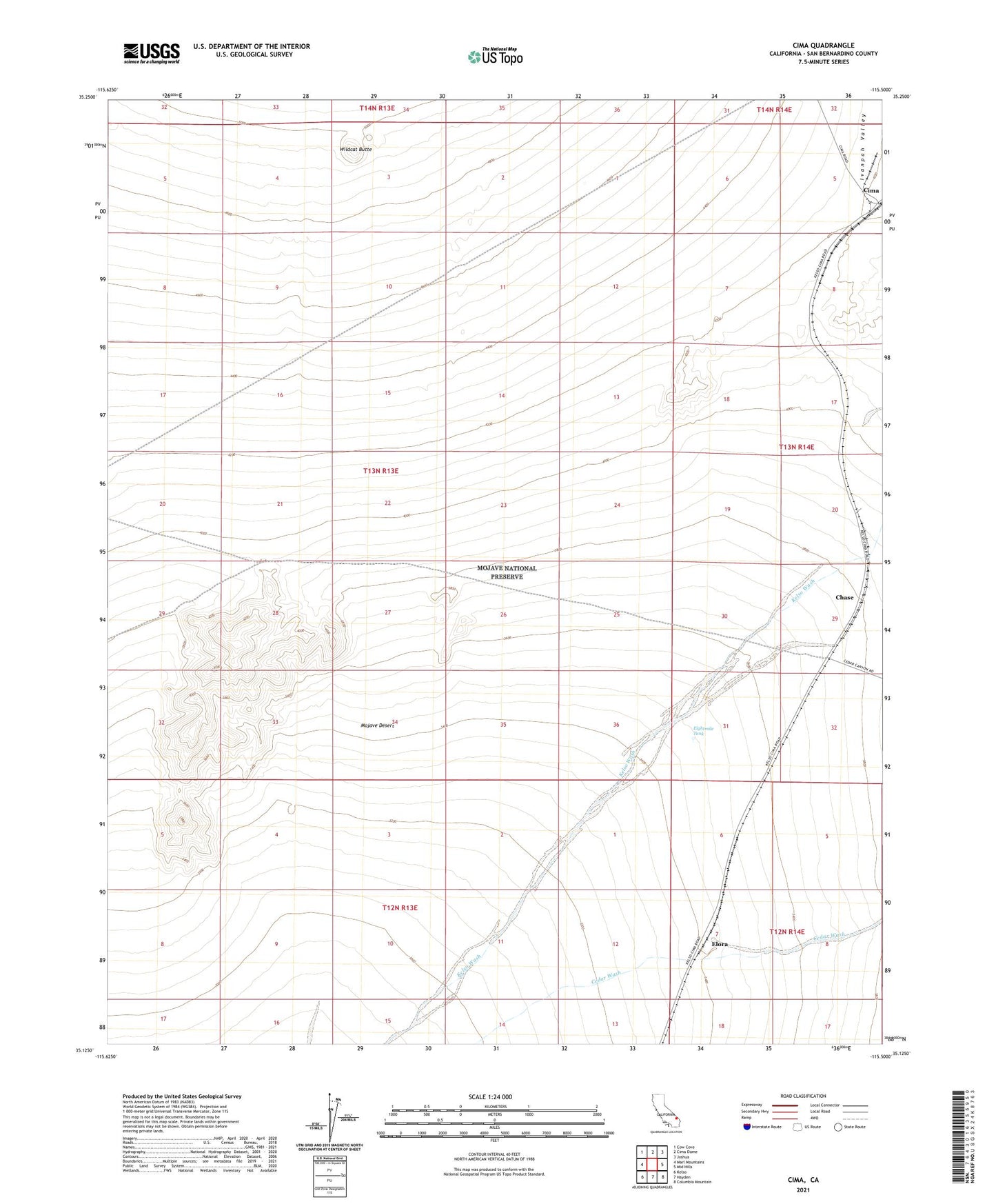 Cima California US Topo Map Image