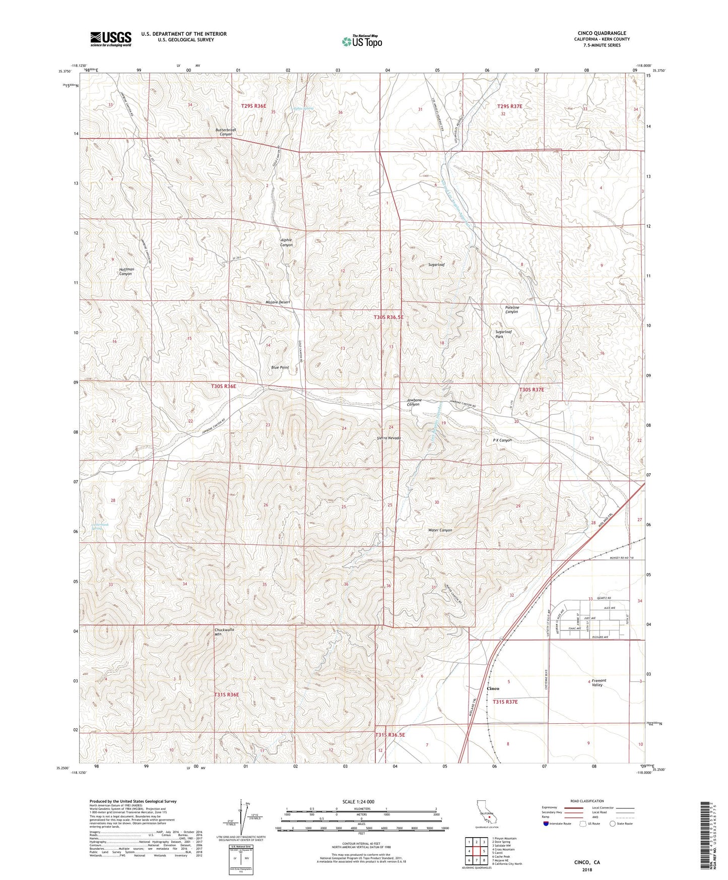 Cinco California US Topo Map Image
