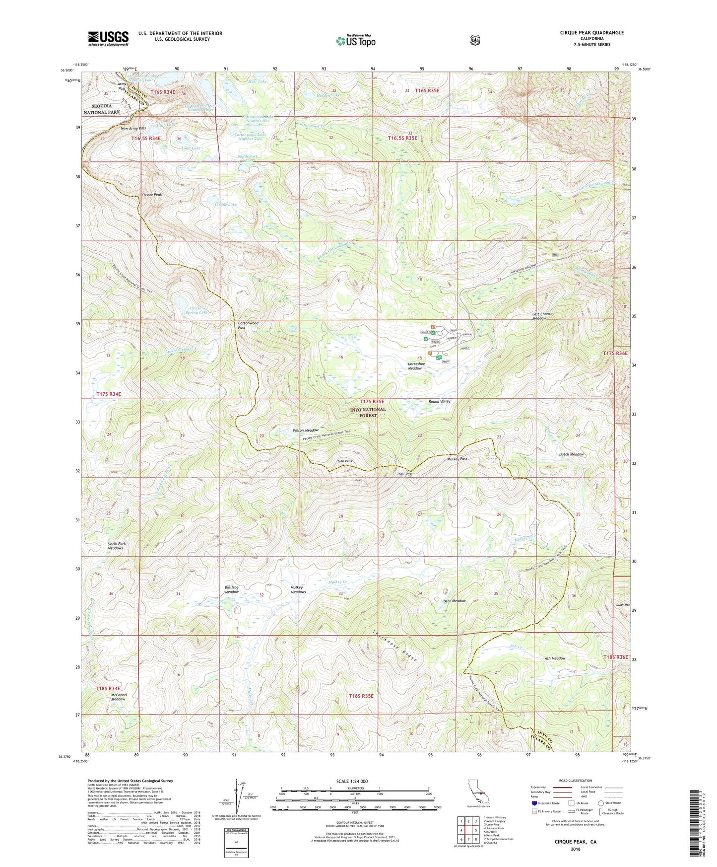 Cirque Peak California US Topo Map Image